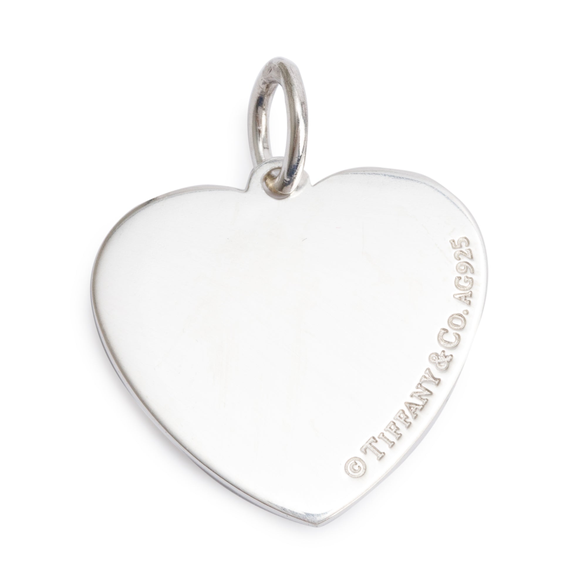 Tiffany & Co. Sterling Silver 'Mom' Beaded Edge Heart Charm