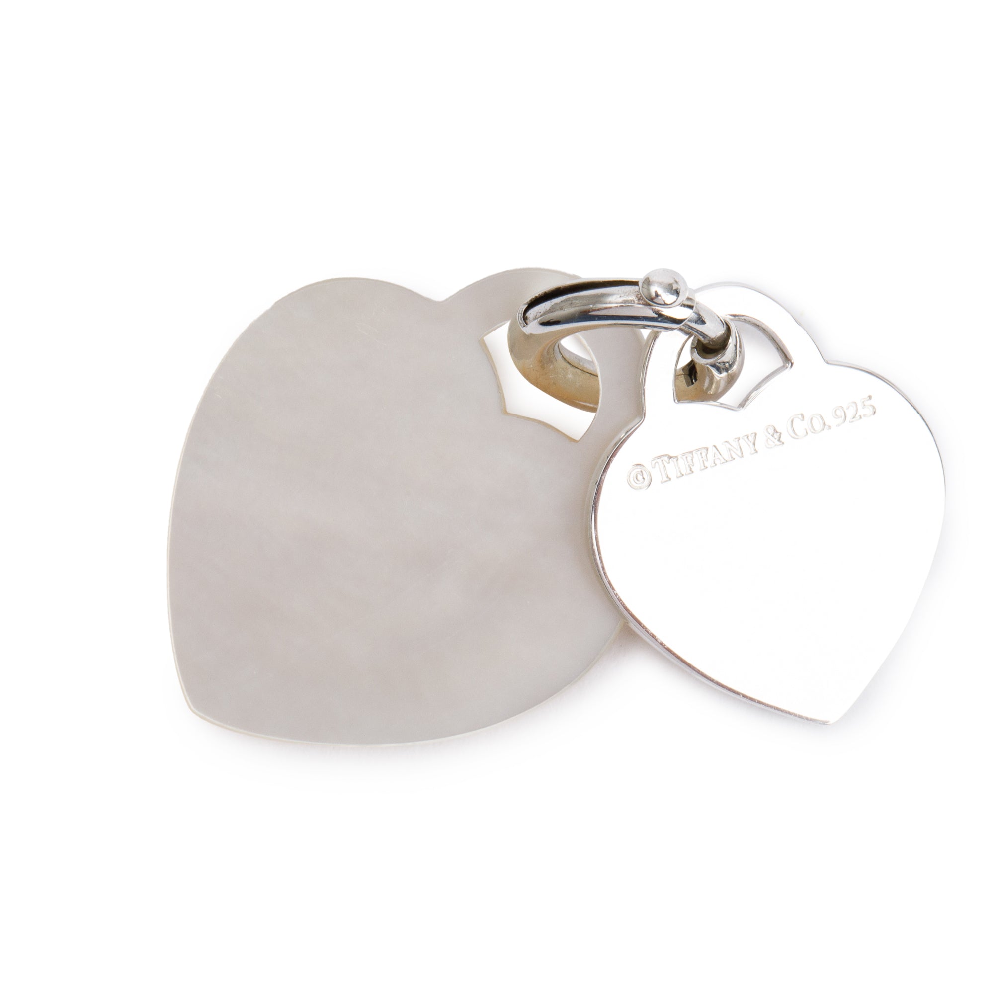 Tiffany & Co. Sterling Silver & Mother of Pearl Double Heart Tag Charm