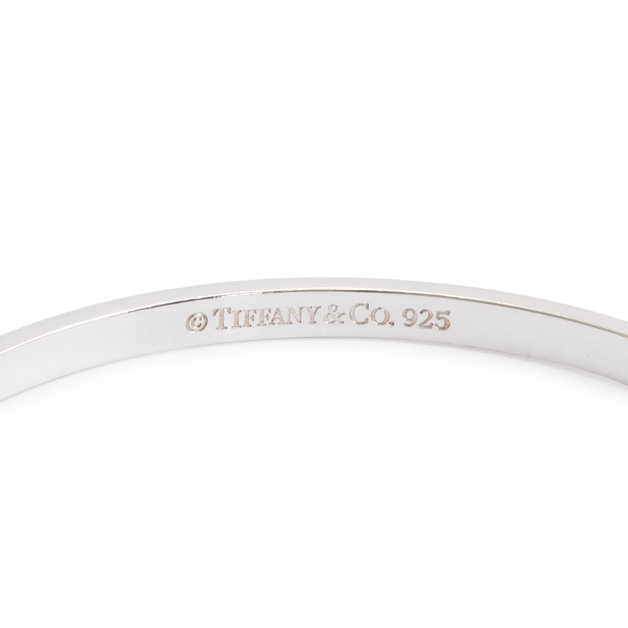 Tiffany & Co. Sterling Silver Narrow 'I Love You' Notes Bangle Bracelet
