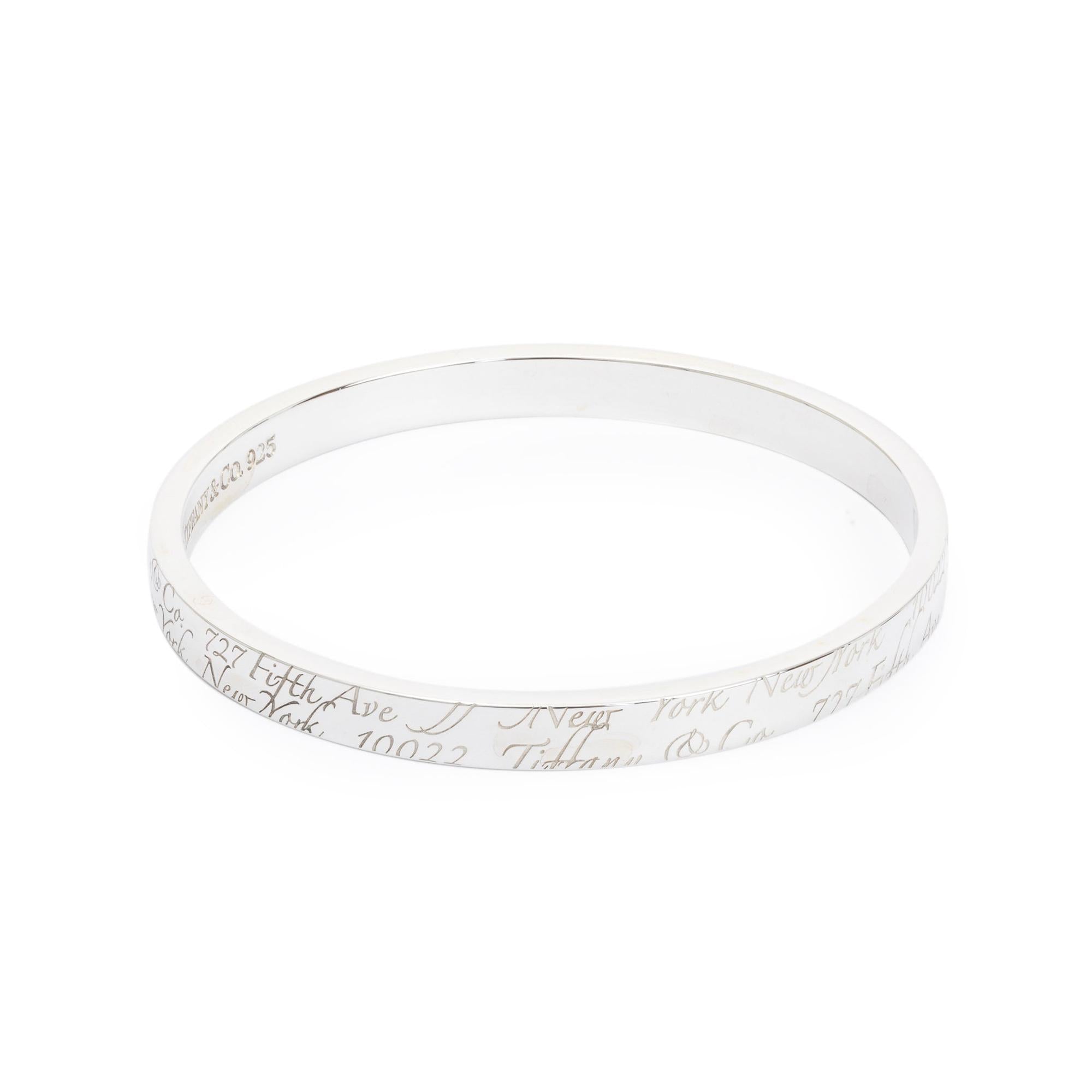 Tiffany & Co. Sterling Silver Notes Bangle Bracelet