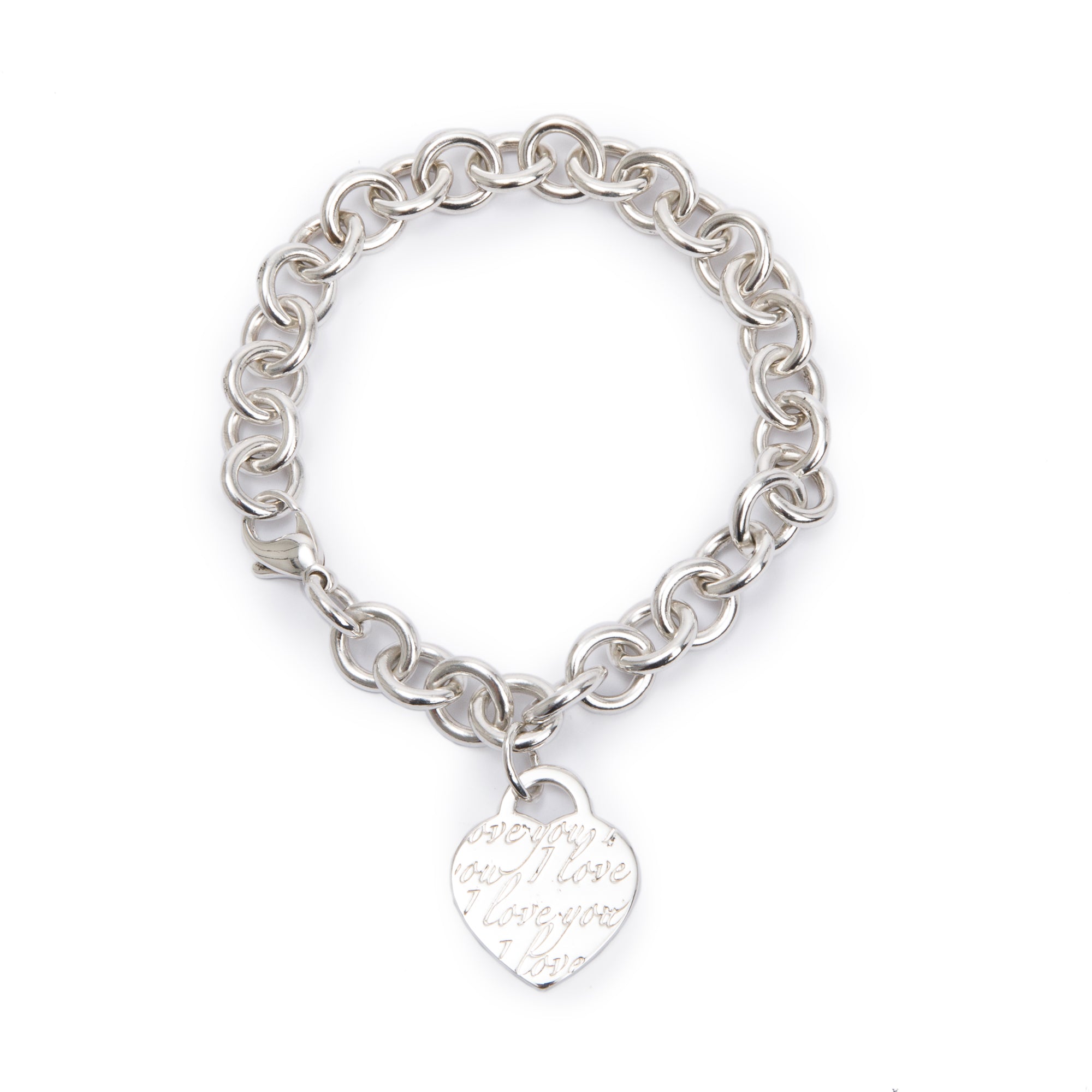 Tiffany & Co. Sterling Silver Notes Heart Tag Charm Bracelet