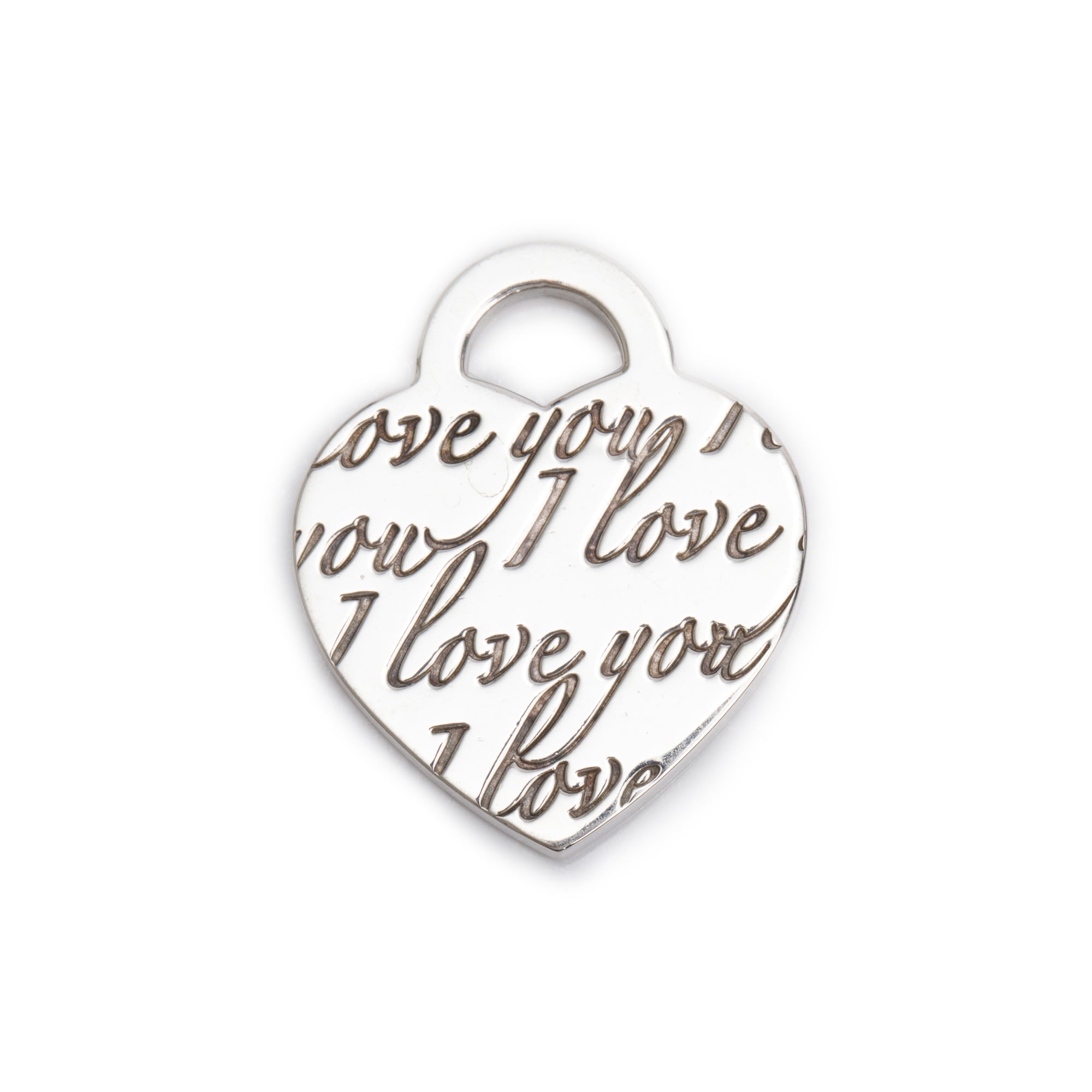 Tiffany & Co. Sterling Silver Notes 'I Love You' Medium Heart Tag Charm