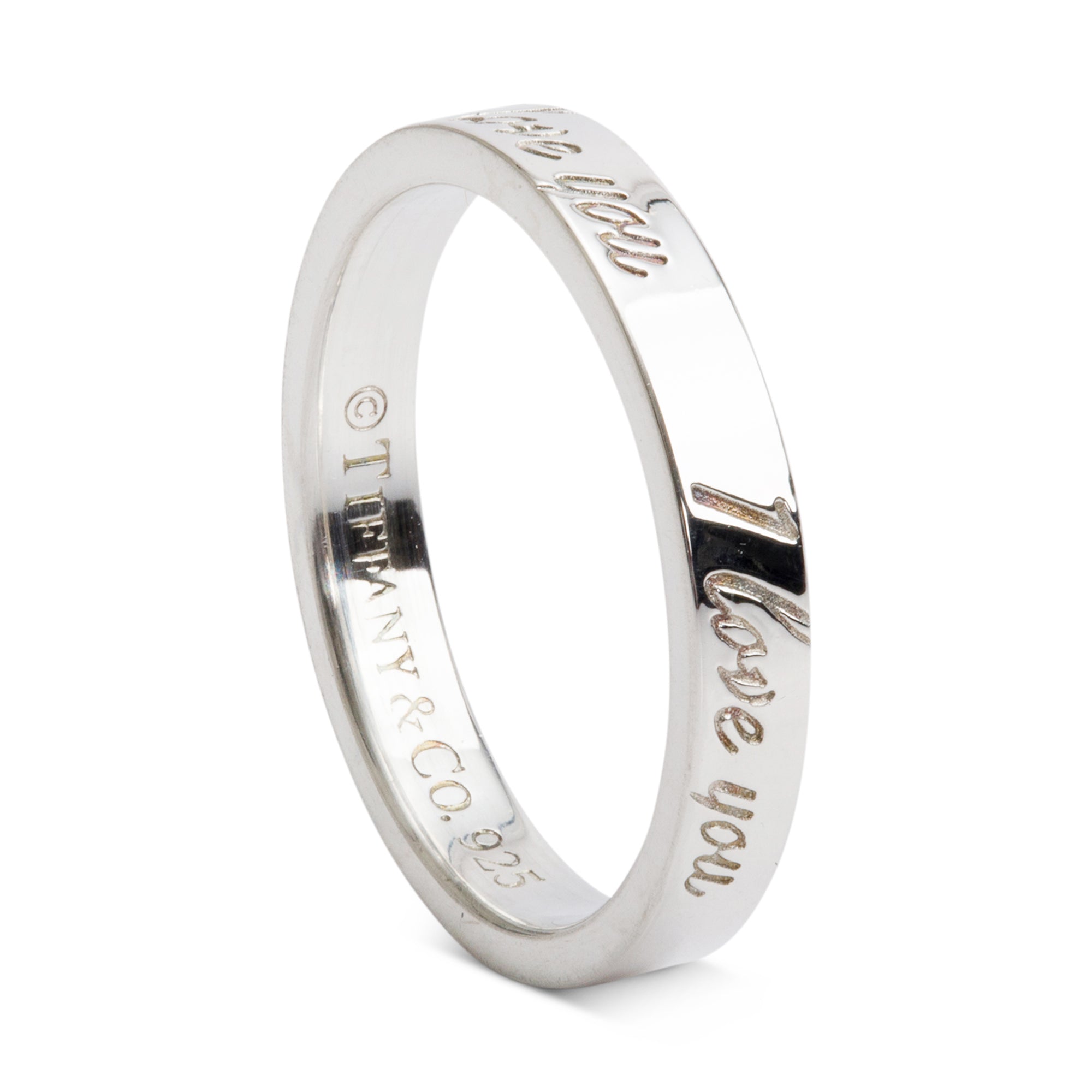 Tiffany & Co. Sterling Silver Notes "I Love You" Ring, Size 4.5