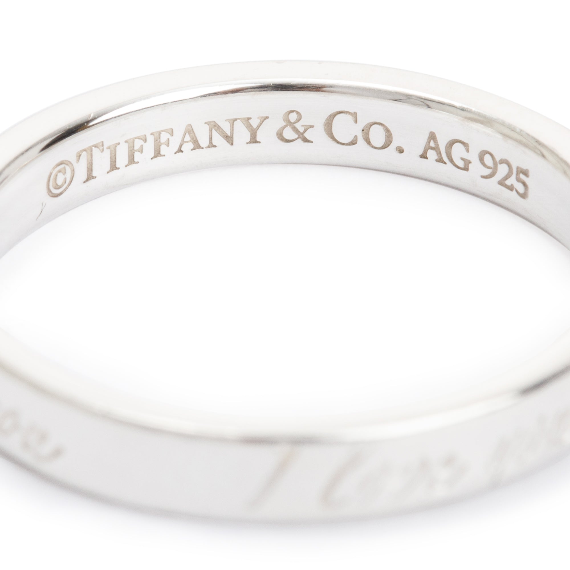 Tiffany & Co. Sterling Silver Notes "I Love You" Ring, Size 5.5