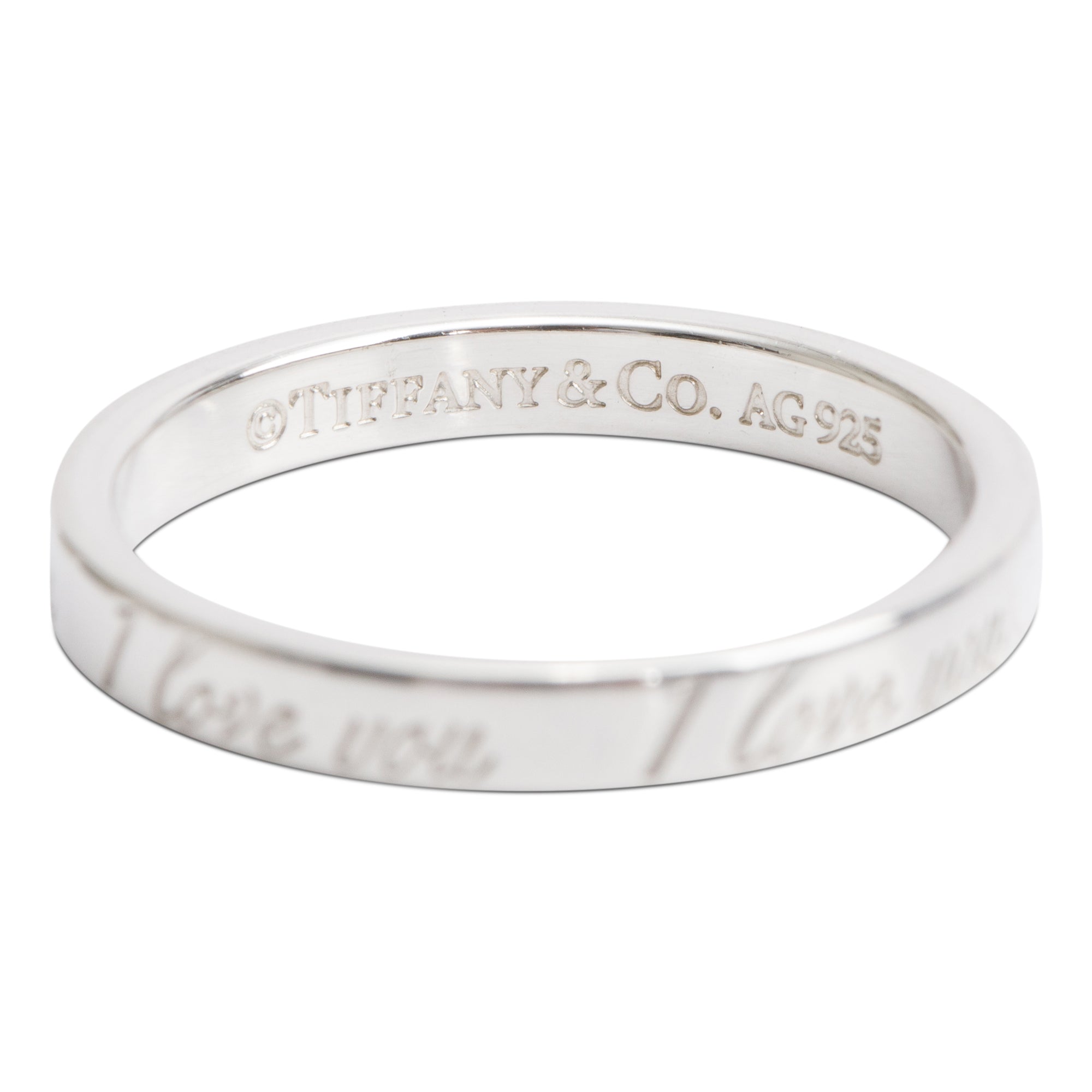 Tiffany & Co. Sterling Silver Notes "I Love You" Ring, Size 6.5