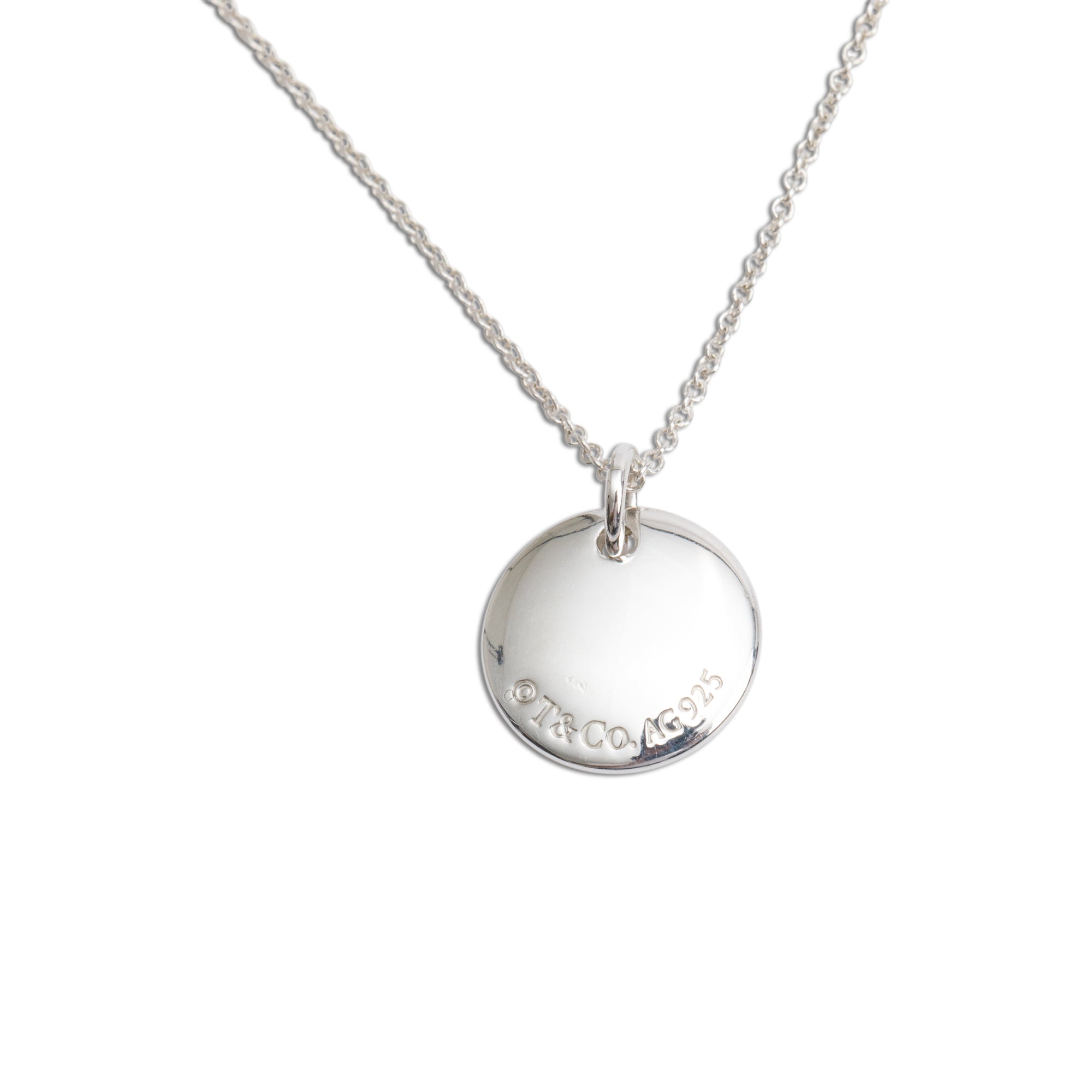 Tiffany & Co. Sterling Silver Notes Letter 'M' Disc Charm Pendant Necklace