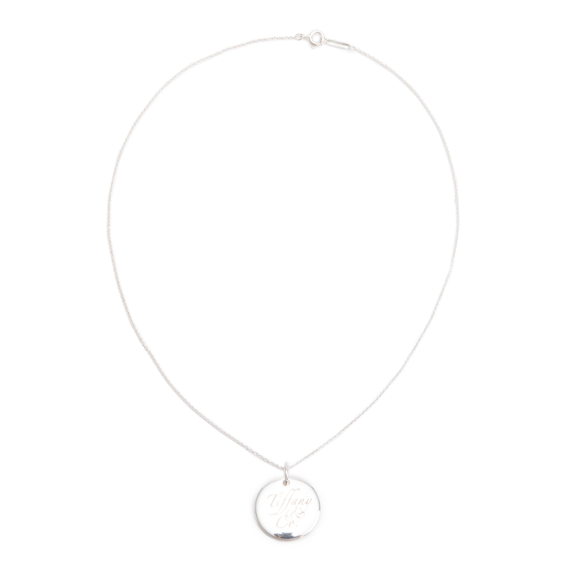 Tiffany & Co. Sterling Silver Notes Medium Round Tag Pendant Necklace