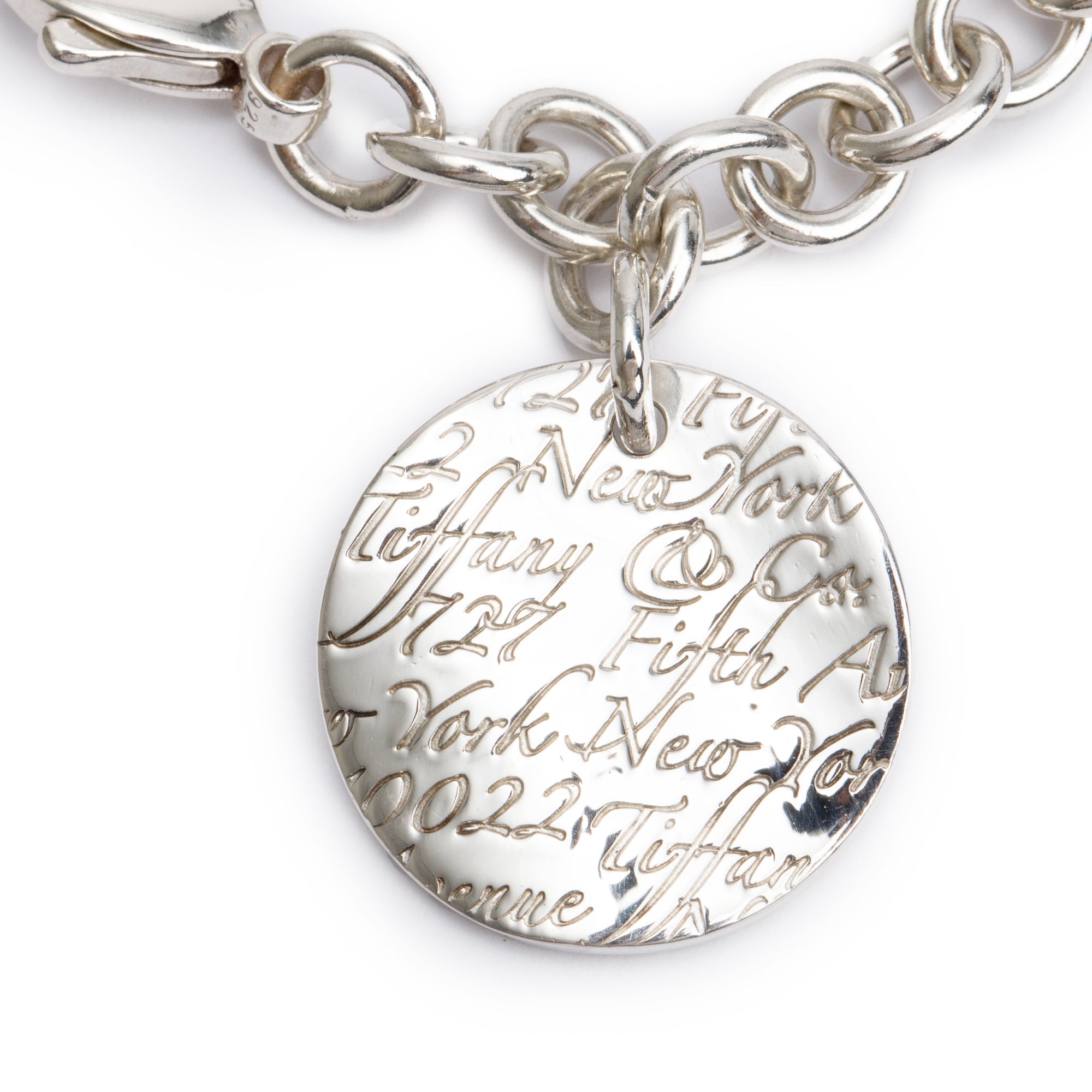 Tiffany & Co. Sterling Silver Notes Round Tag Charm Bracelet