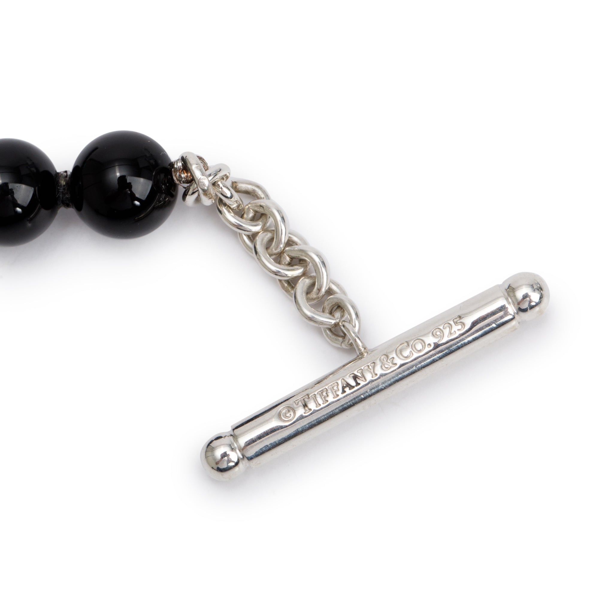 Tiffany & Co. Sterling Silver Onyx Bead Toggle Necklace
