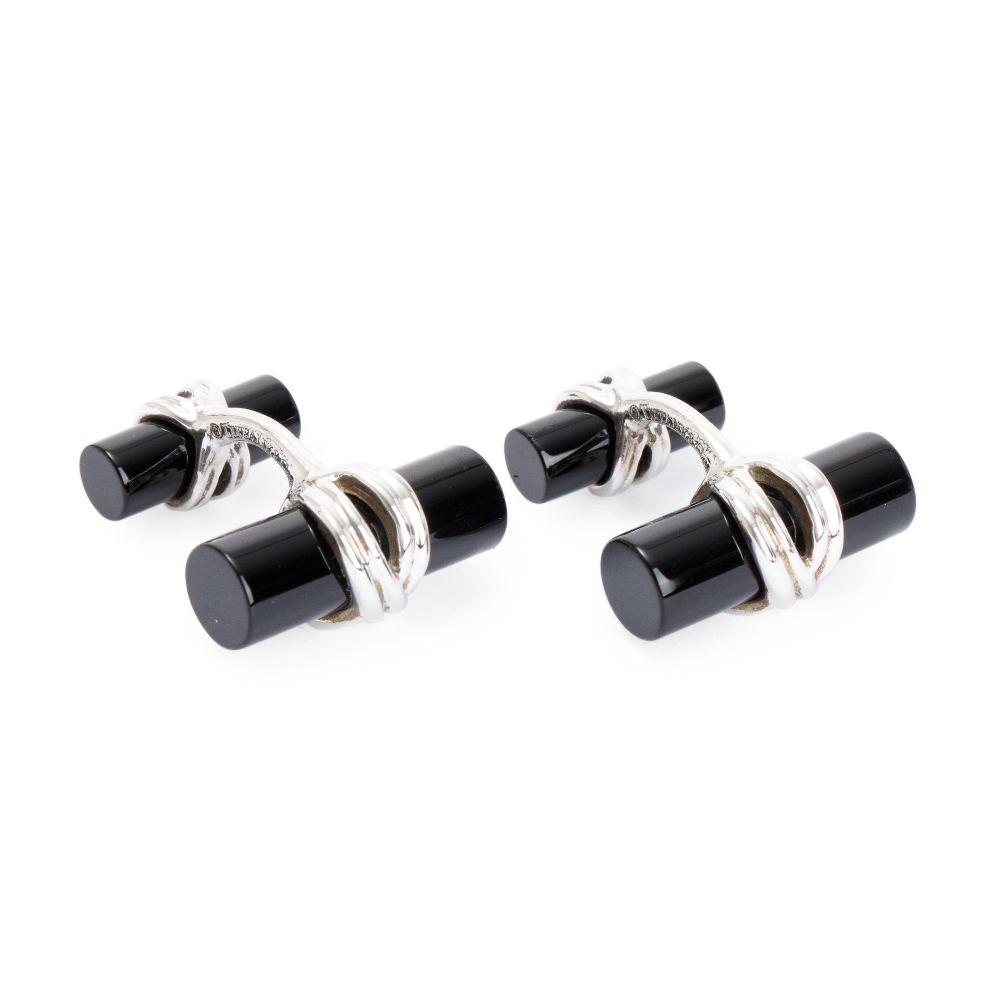 Tiffany & Co. Sterling Silver Onyx Column Cufflinks