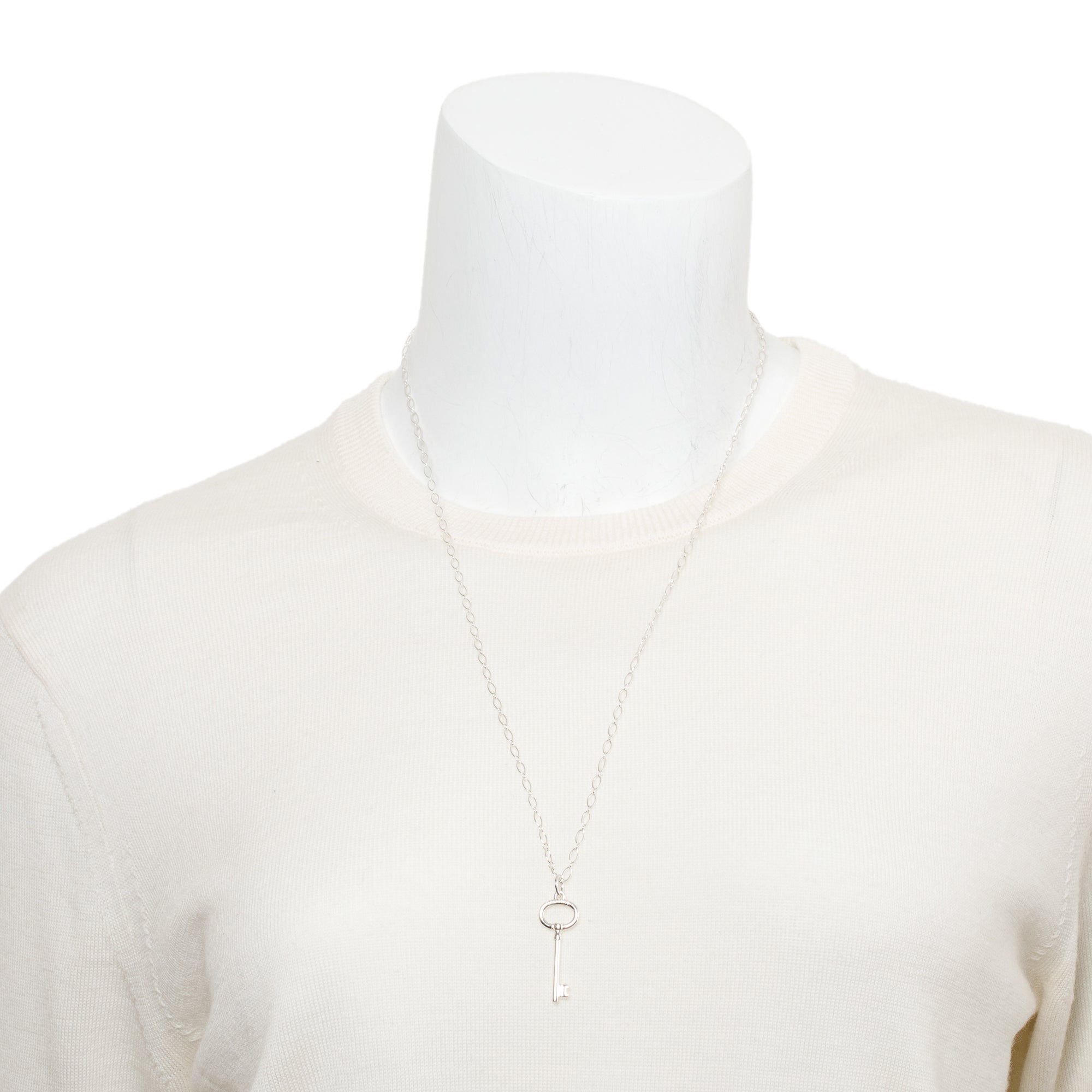 Tiffany & Co. Sterling Silver Oval Key Pendant Necklace