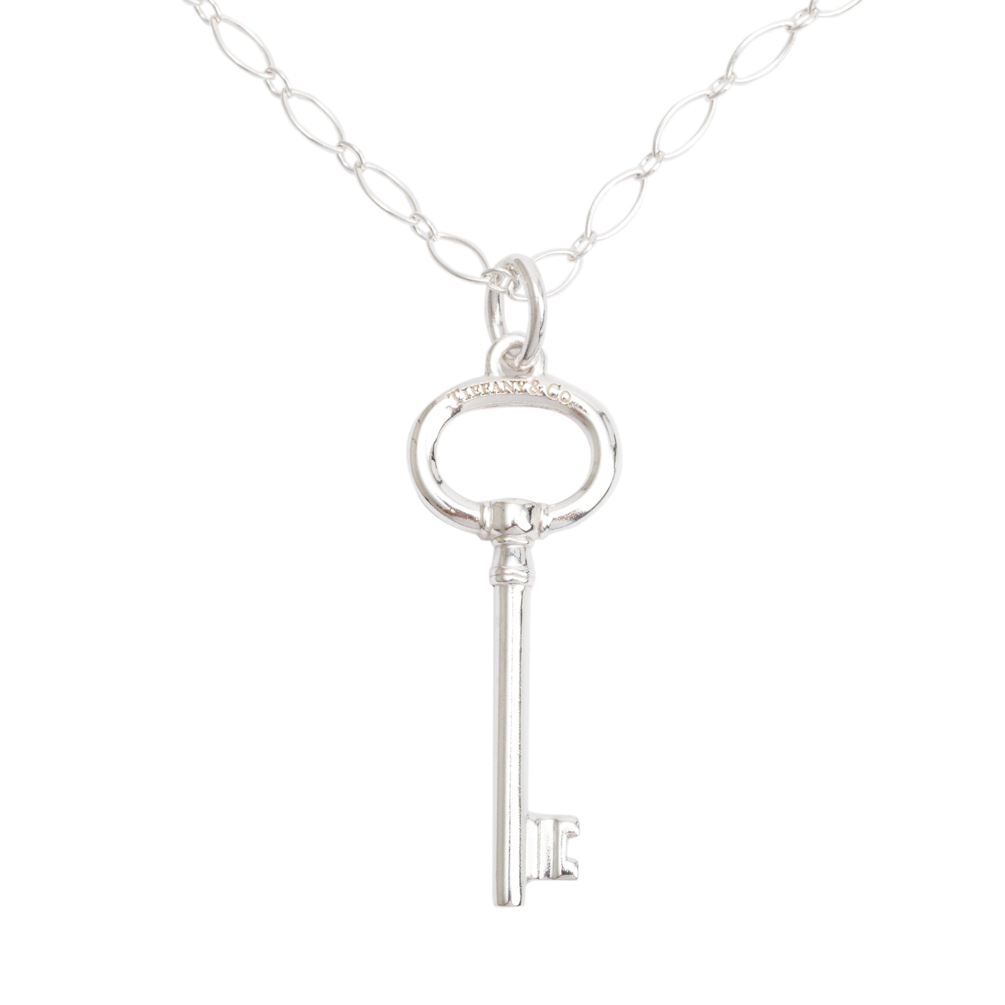 Tiffany & Co. Sterling Silver Oval Key Pendant Necklace