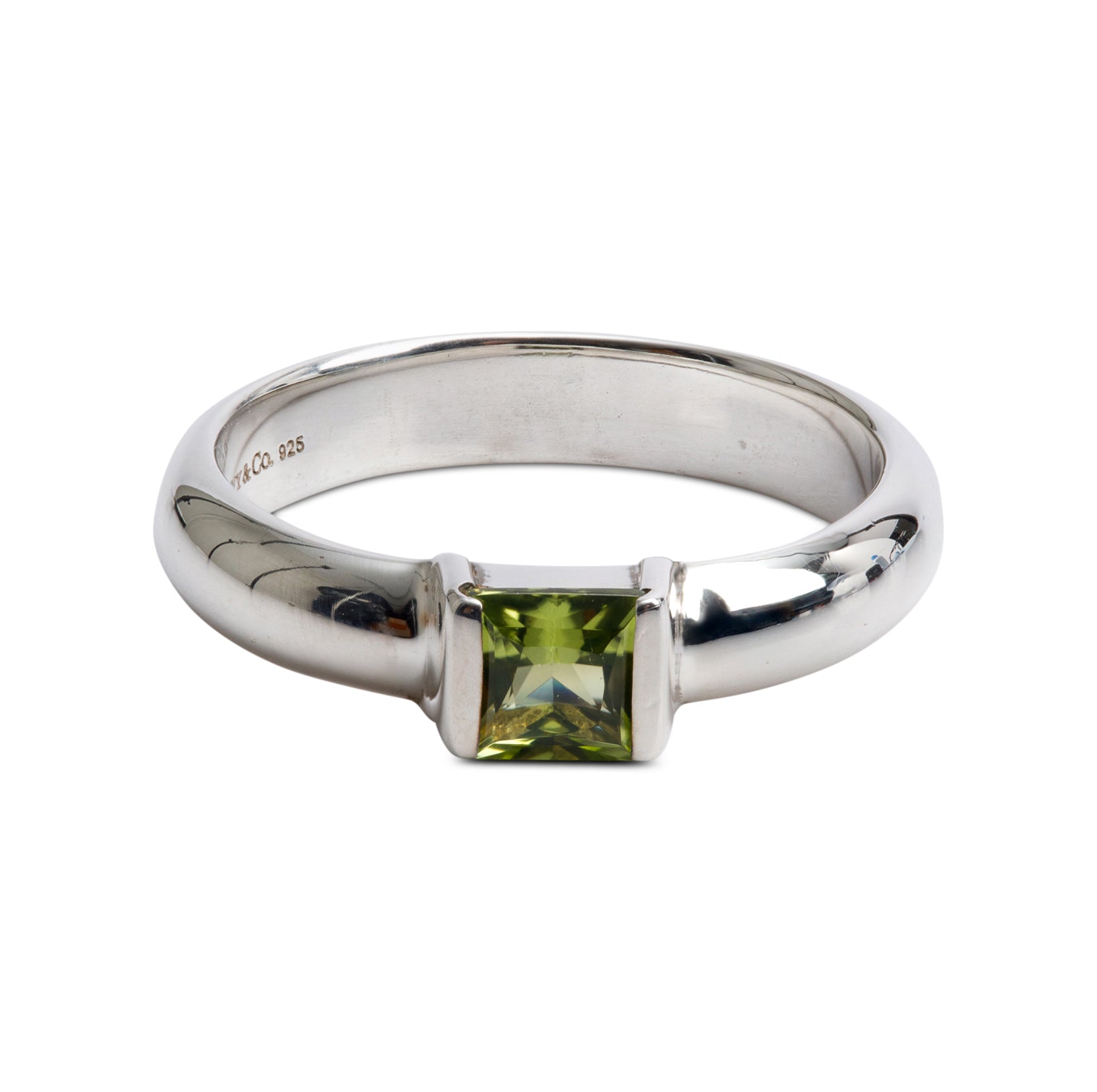 Tiffany & Co. Sterling Silver Peridot Stacking Ring, Size 4.5
