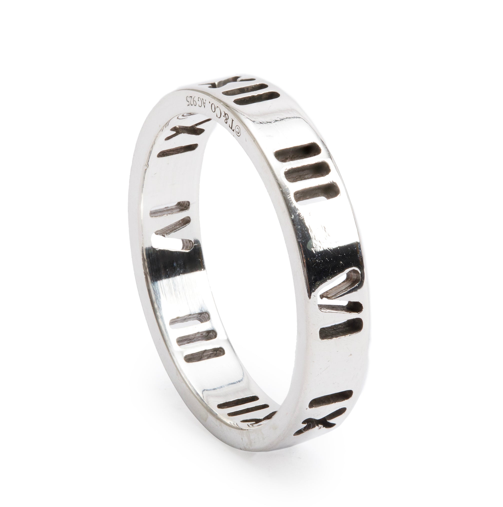 Tiffany & Co. Sterling Silver Pierced Atlas Narrow Band, Ring Size 5