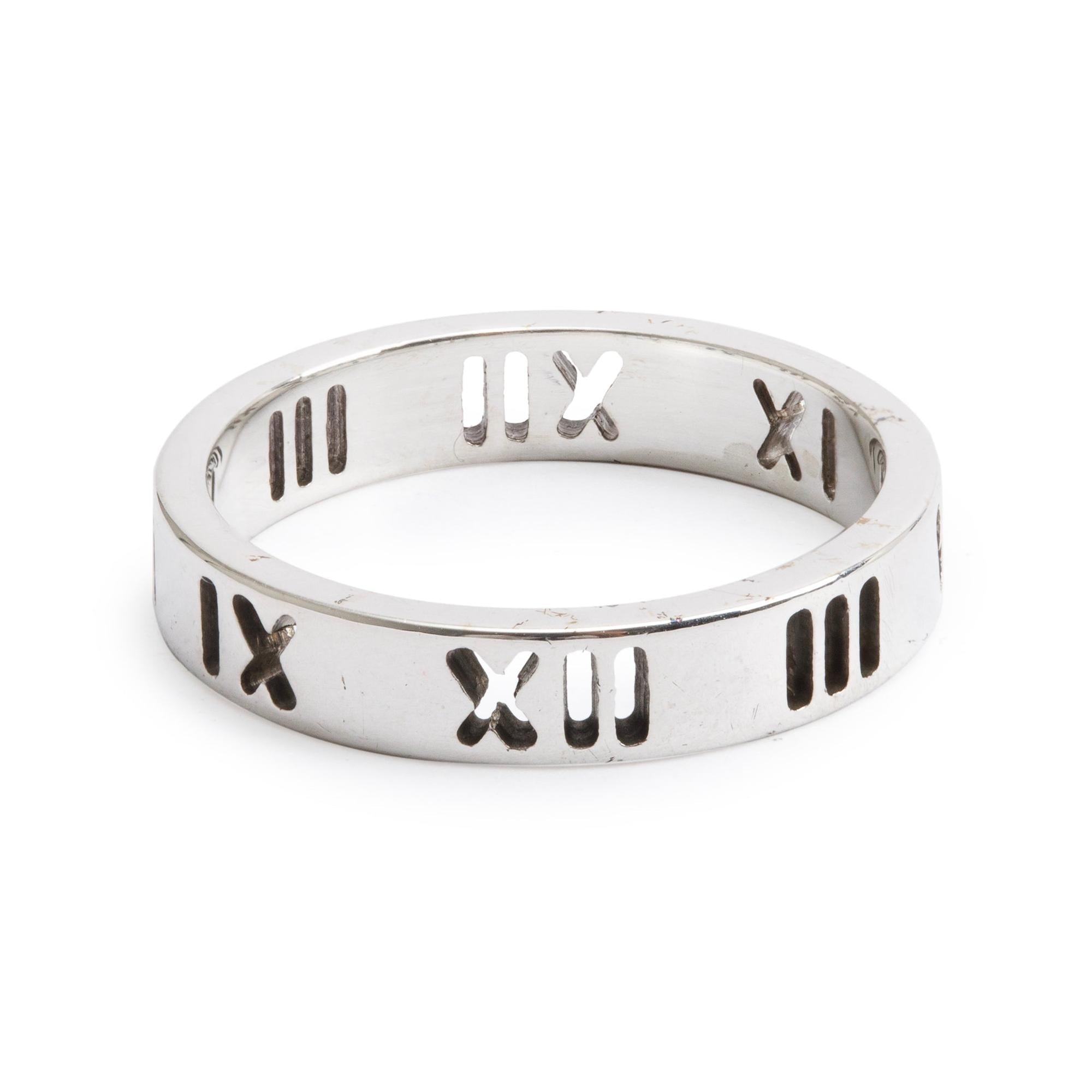 Tiffany & Co. Sterling Silver Pierced Atlas Narrow Band, Ring Size 5