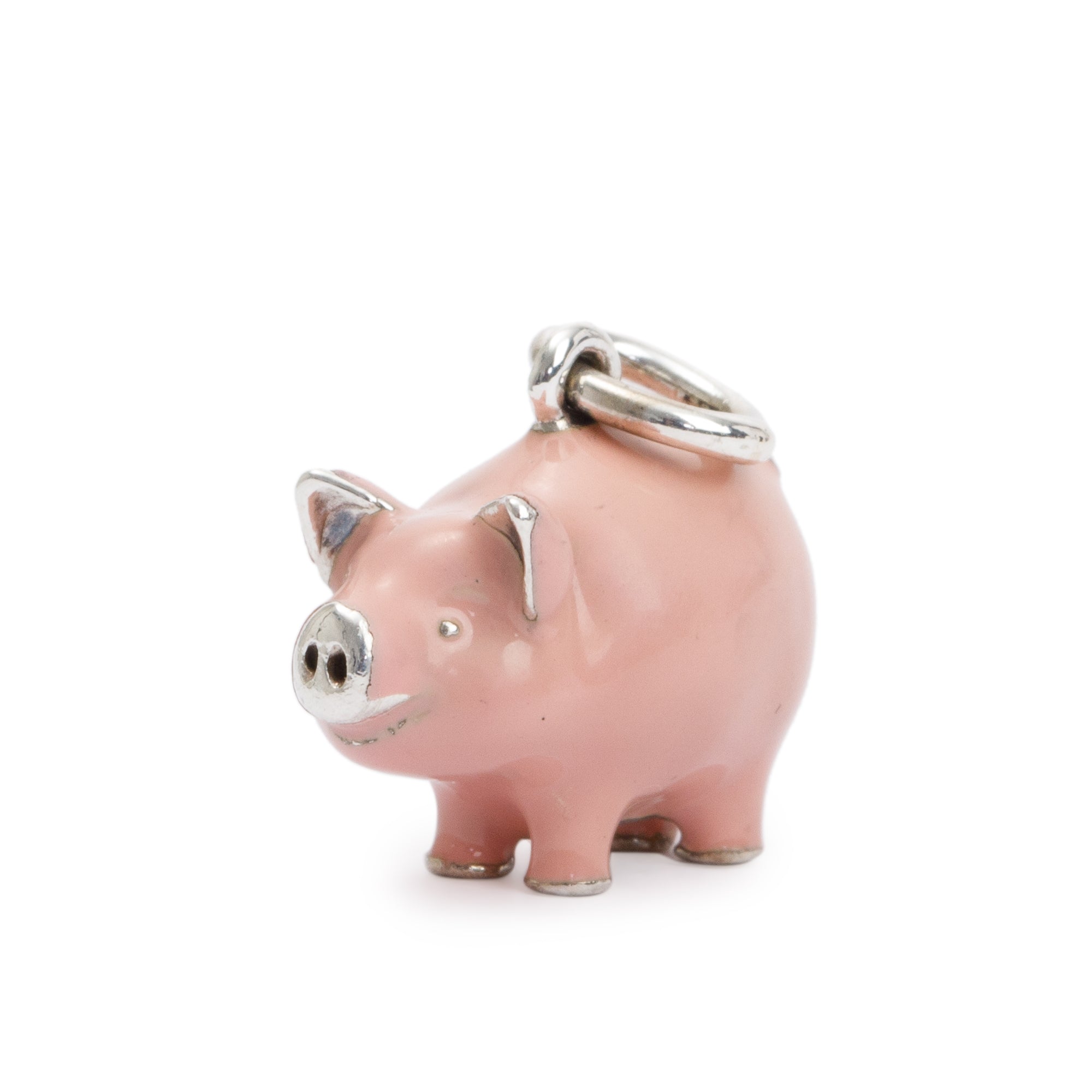 Tiffany & Co. Sterling Silver Pink Enamel Piggy Charm
