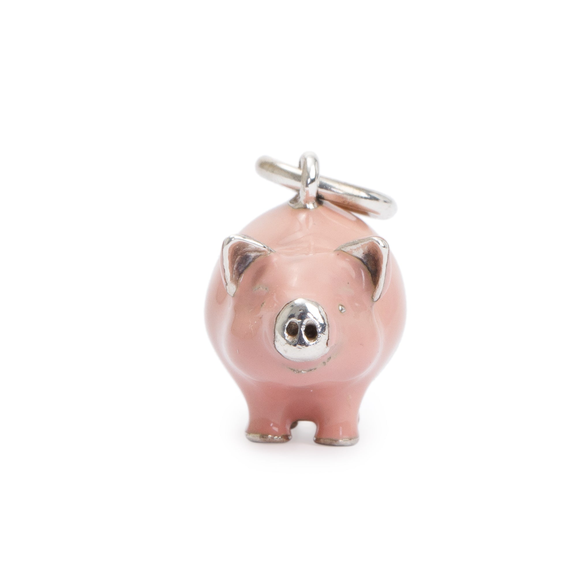 Tiffany & Co. Sterling Silver Pink Enamel Piggy Charm