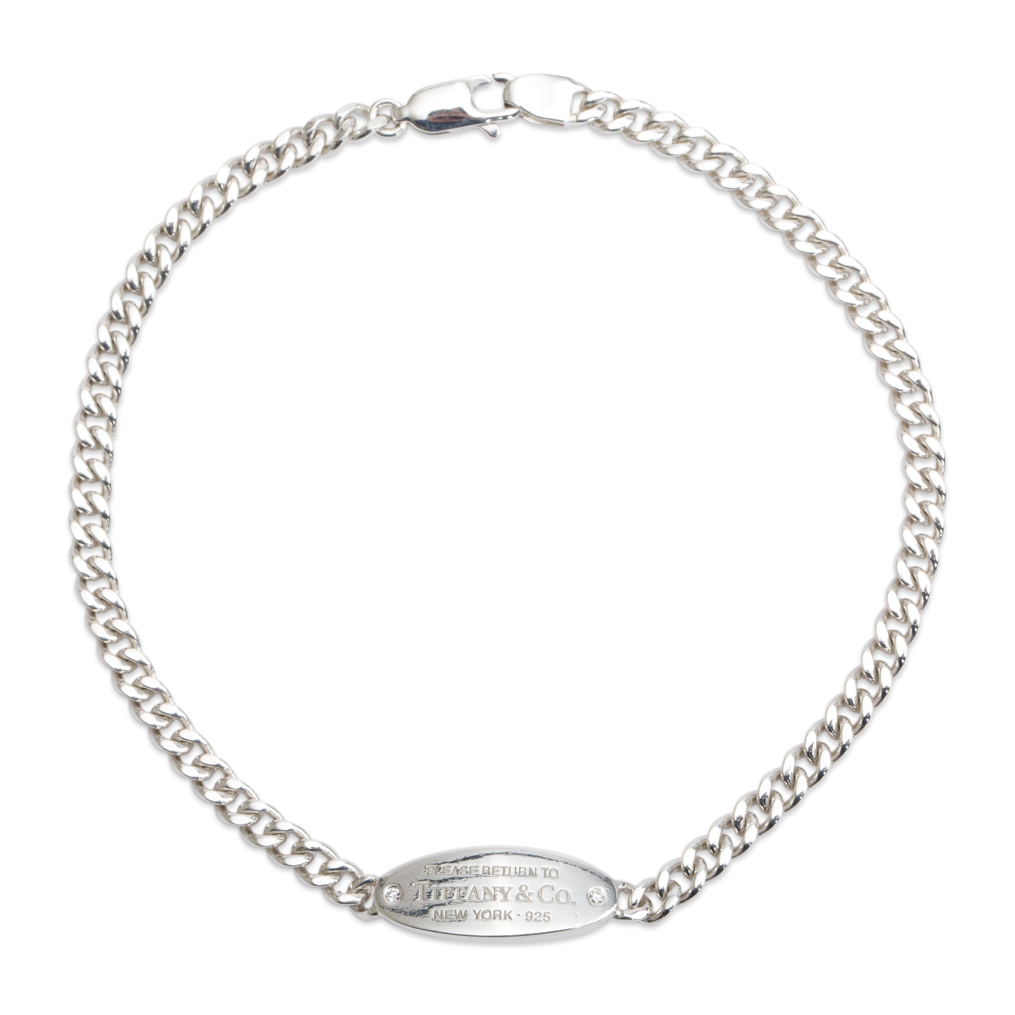 Tiffany & Co. Sterling Silver Return to Tiffany Diamond Oval I.D. Bracelet