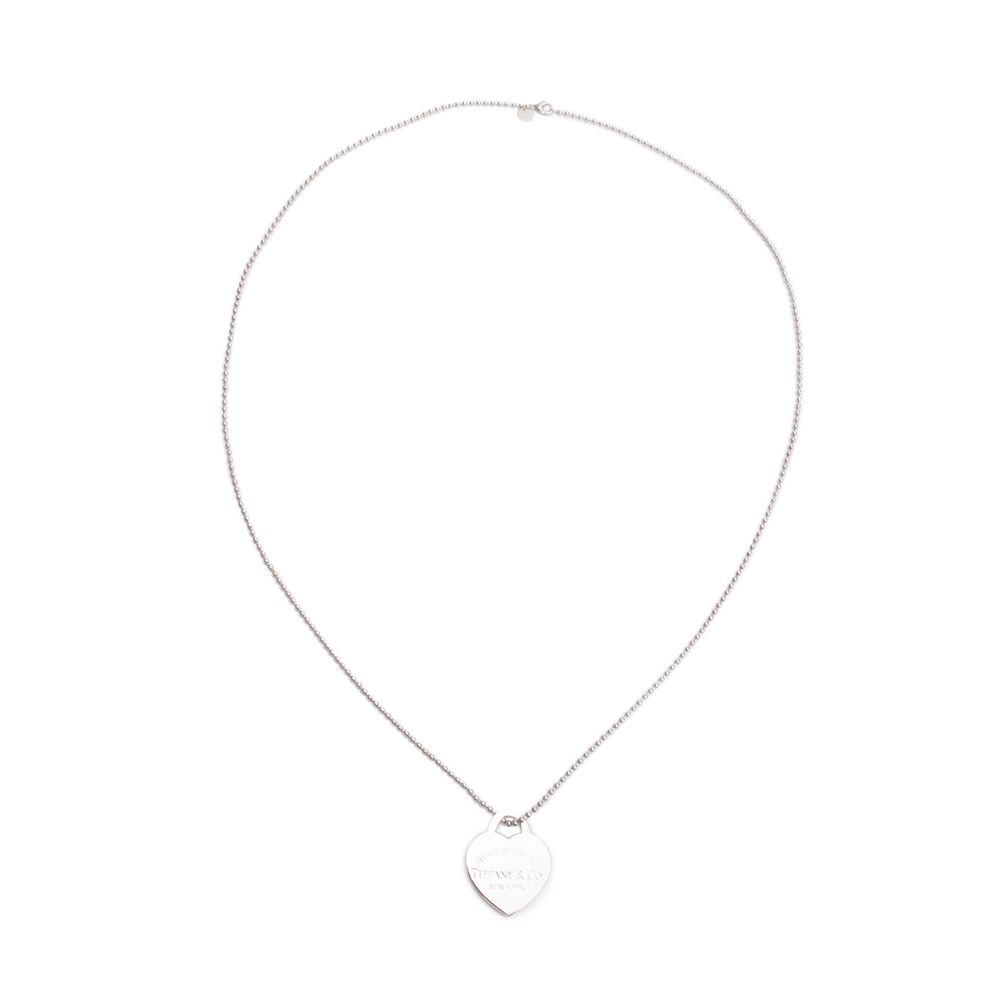 Tiffany & Co. Sterling Silver Return to Tiffany Extra-Large Heart Tag Pendant on Beaded Chain