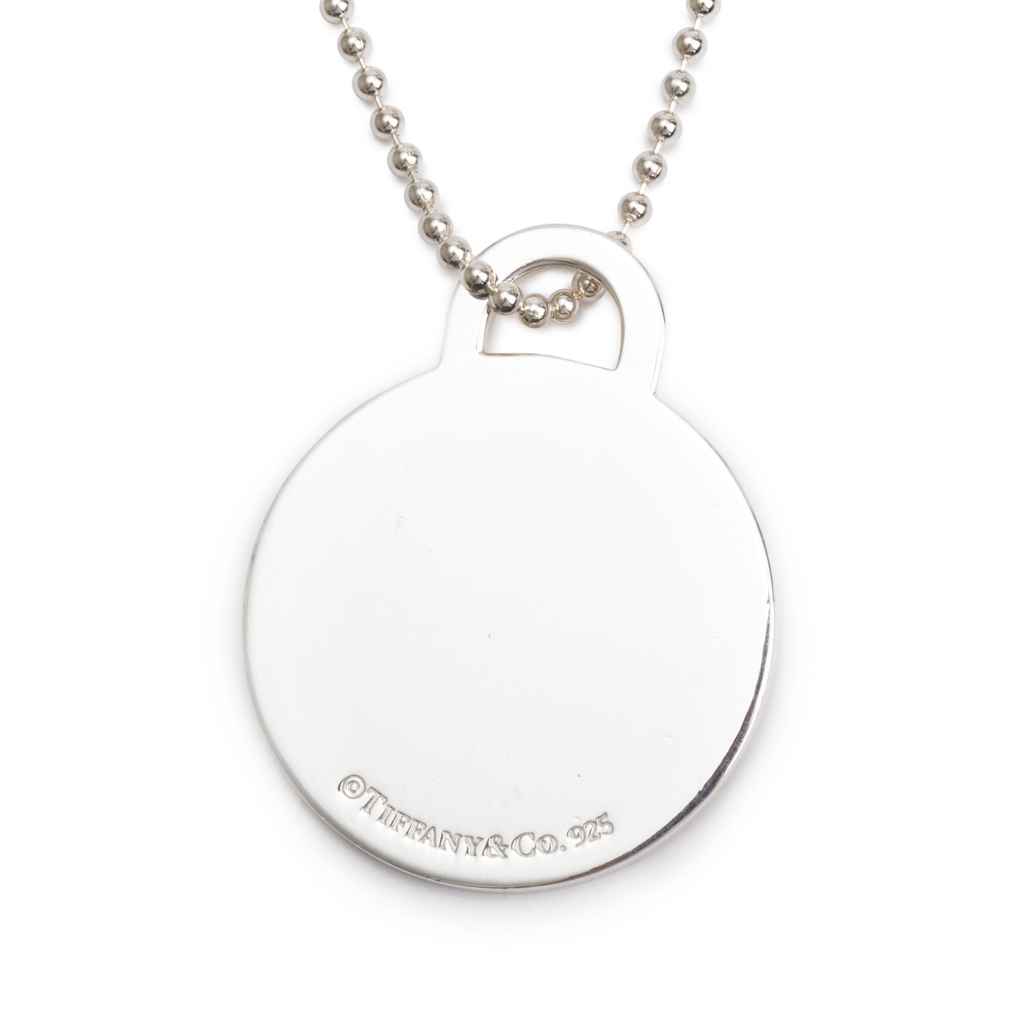 Tiffany & Co. Sterling Silver Return to Tiffany Extra-Large Round Tag Pendant on Beaded Chain
