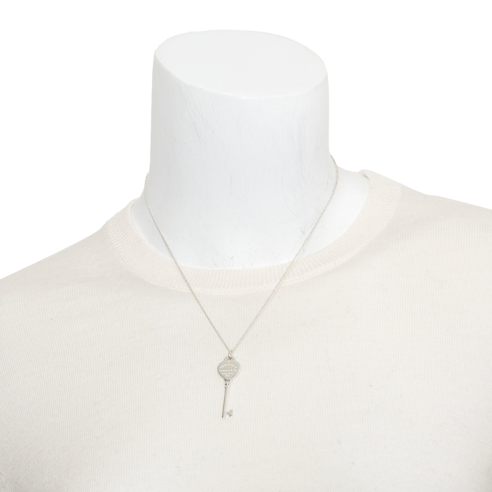 Tiffany & Co. Sterling Silver Return to Tiffany Heart Key Pendant Necklace