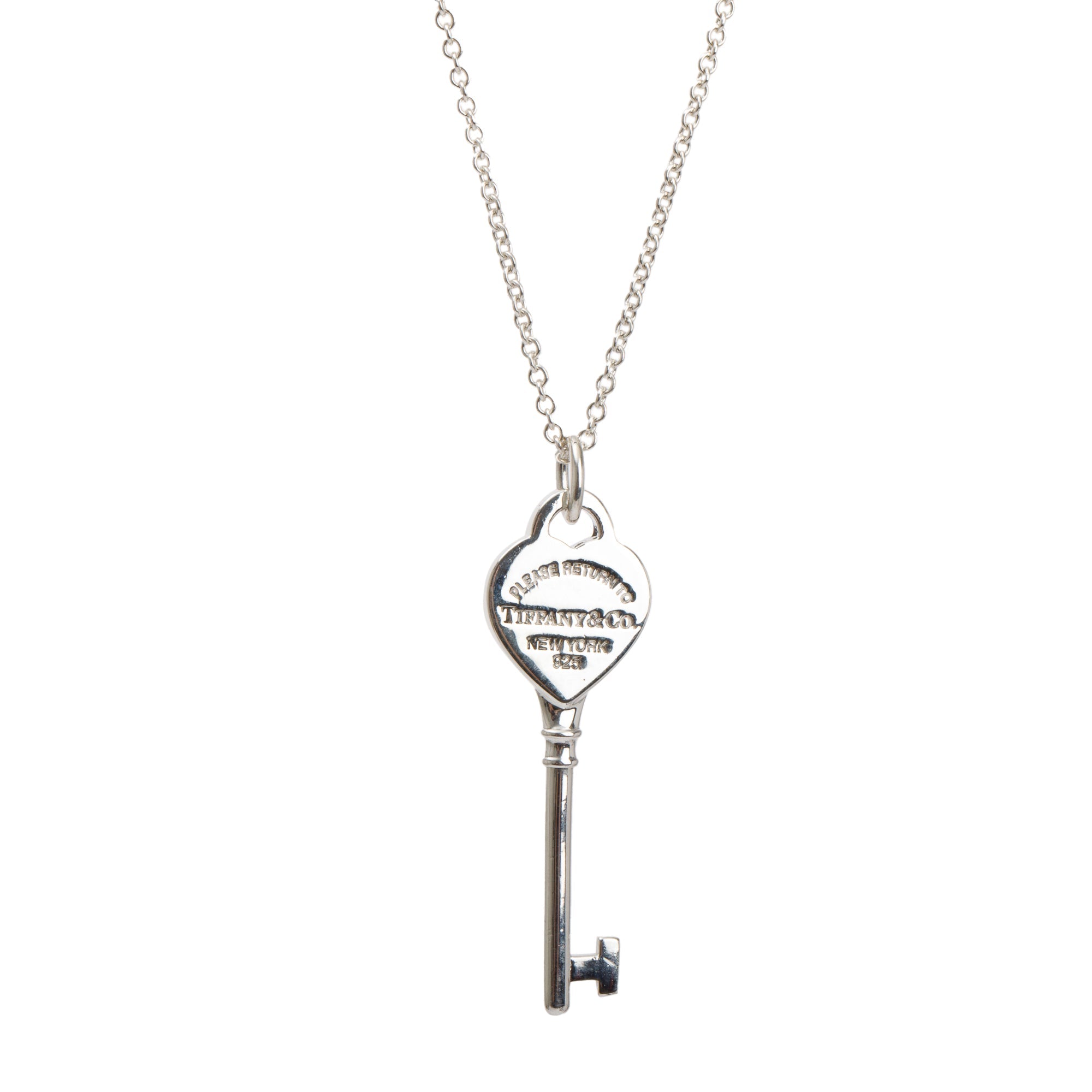 Tiffany & Co. Sterling Silver Return to Tiffany Heart Key Pendant Necklace