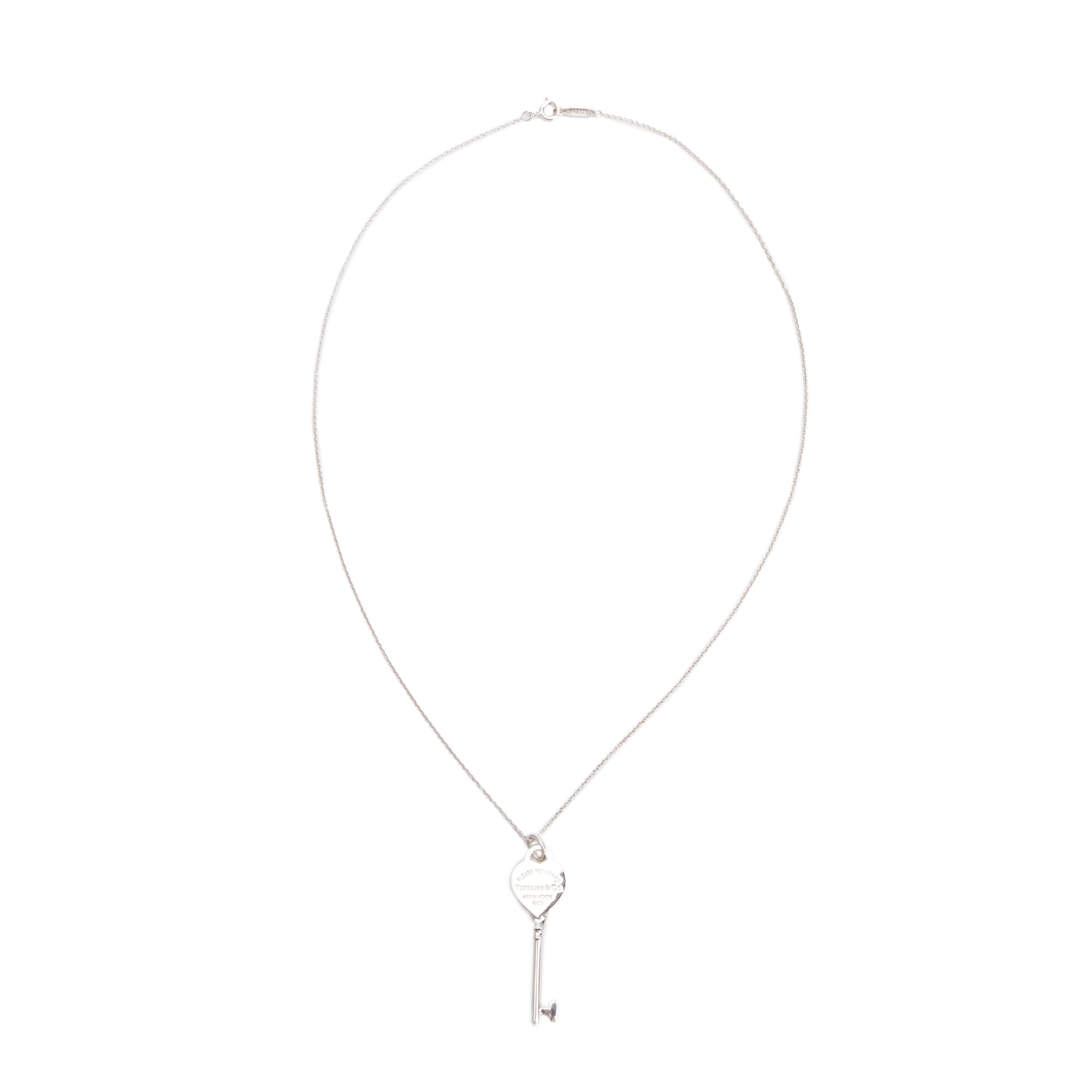Tiffany & Co. Sterling Silver Return to Tiffany Heart Key Pendant Necklace