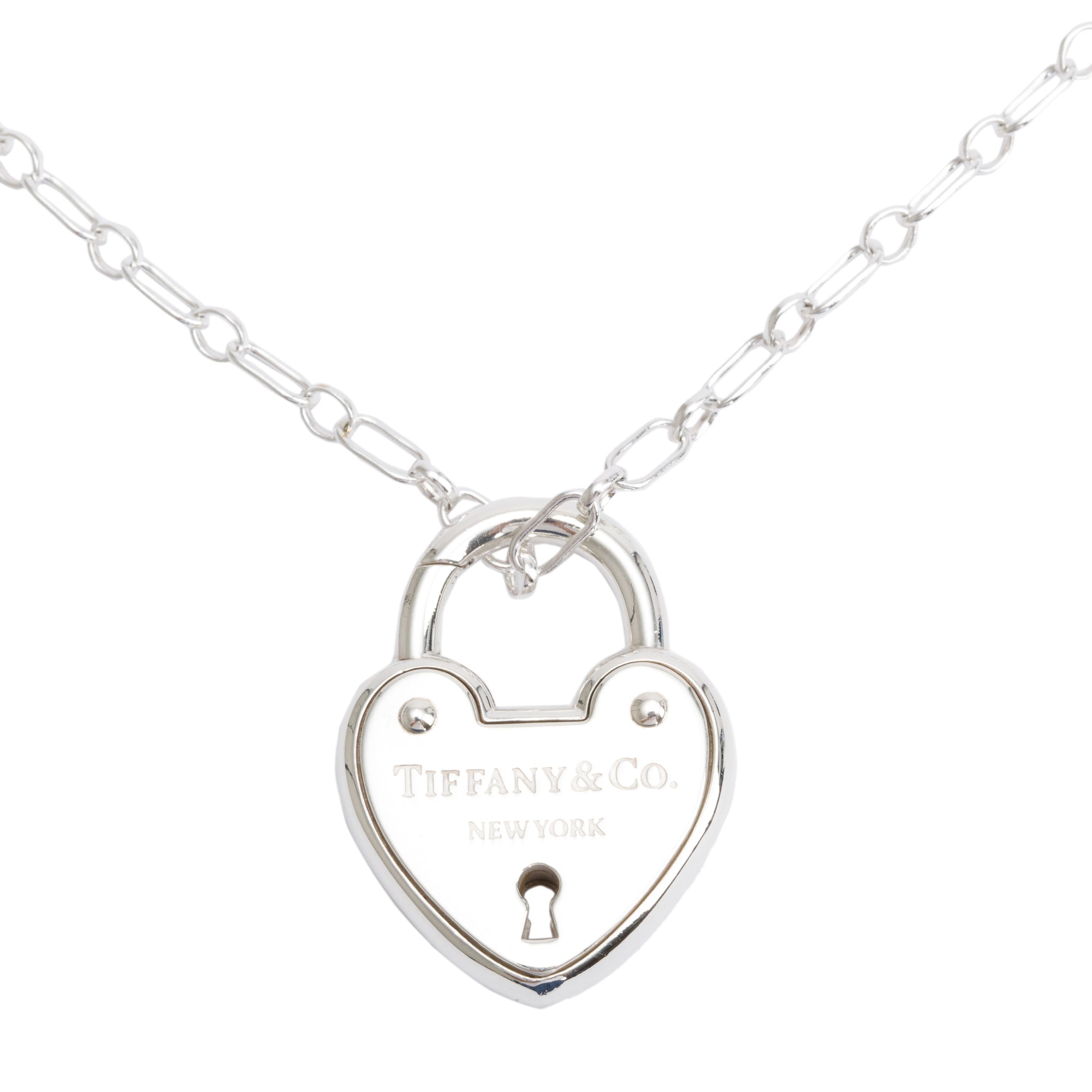 Tiffany & Co. Sterling Silver Return to Tiffany Heart Lock Charm Necklace
