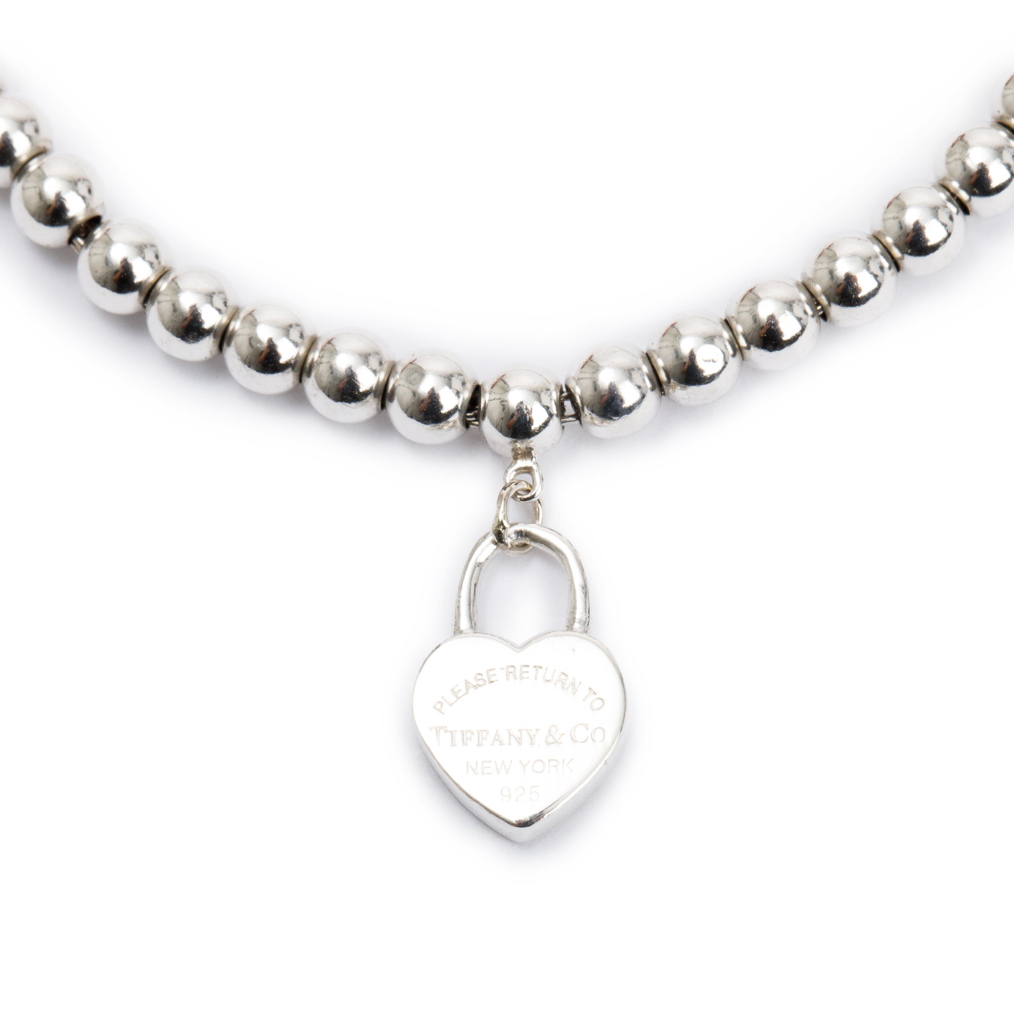 Tiffany & Co. Sterling Silver Return to Tiffany Heart Lock Mini Bead Bracelet