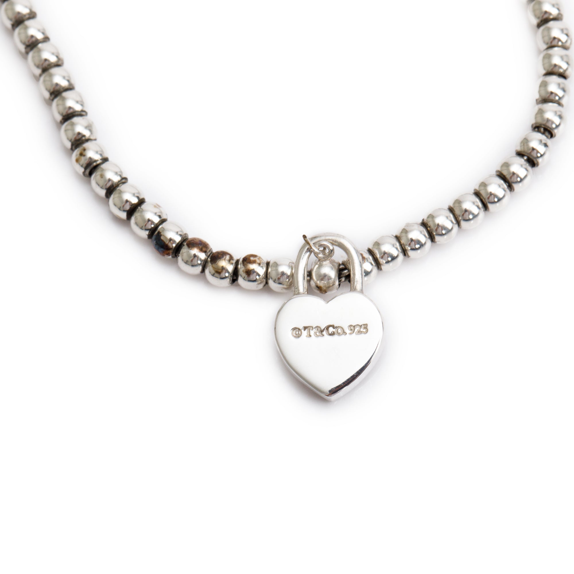 Tiffany & Co. Sterling Silver Return to Tiffany Heart Lock Mini Bead Bracelet