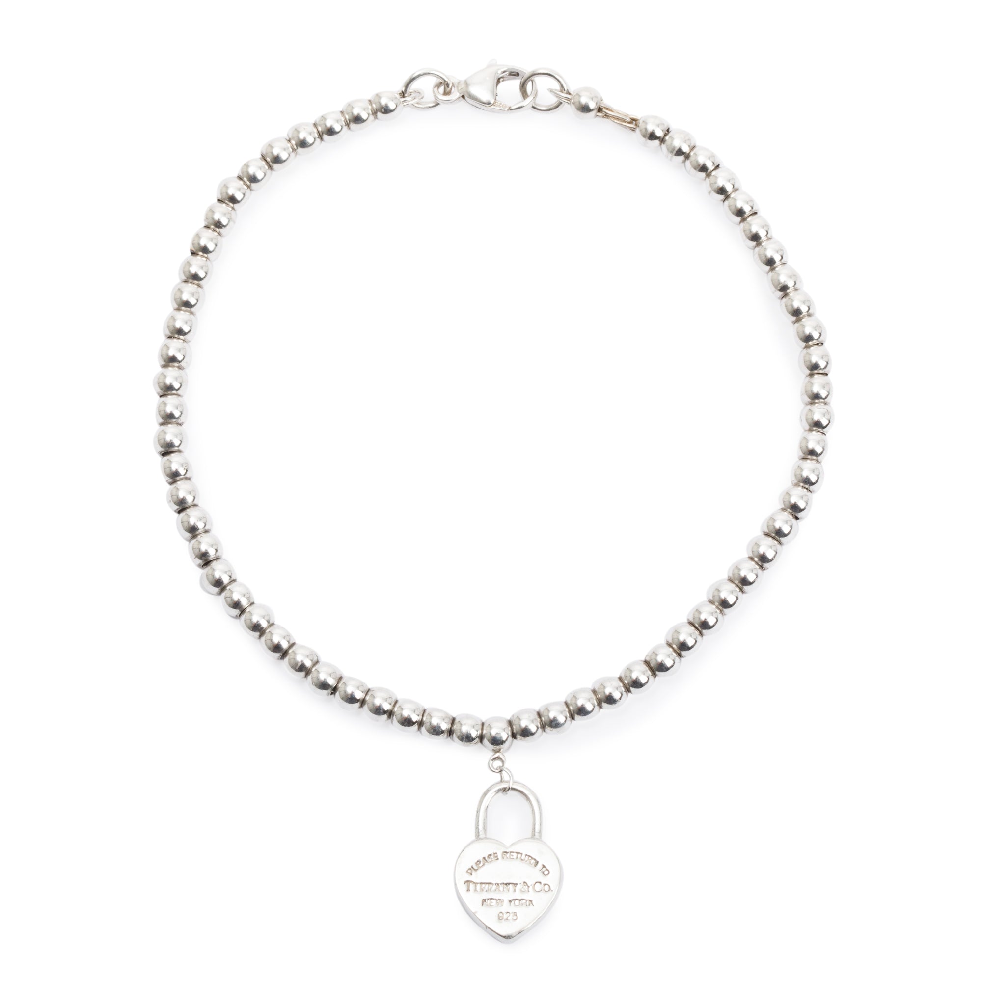 Tiffany & Co. Sterling Silver Return to Tiffany Heart Lock Mini Bead Bracelet