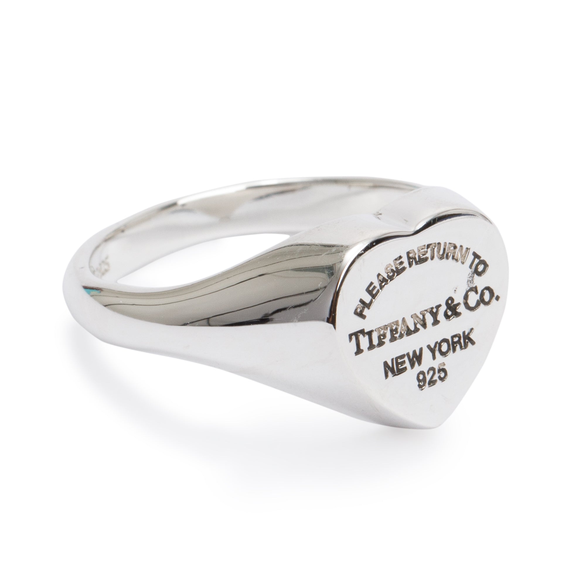 Tiffany & Co. Sterling Silver Return to Tiffany Heart Signet Ring, Size 5.75