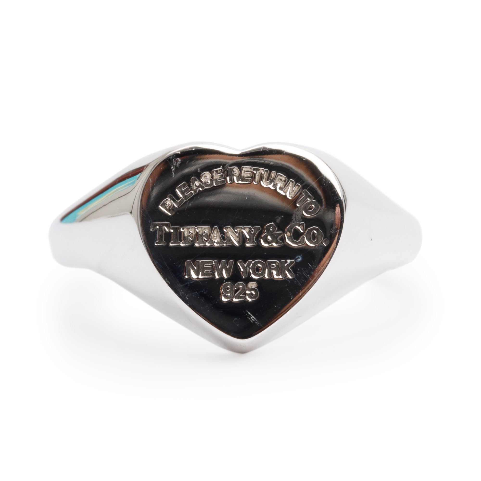 Tiffany & Co. Sterling Silver Return to Tiffany Heart Signet Ring, Size 5.75