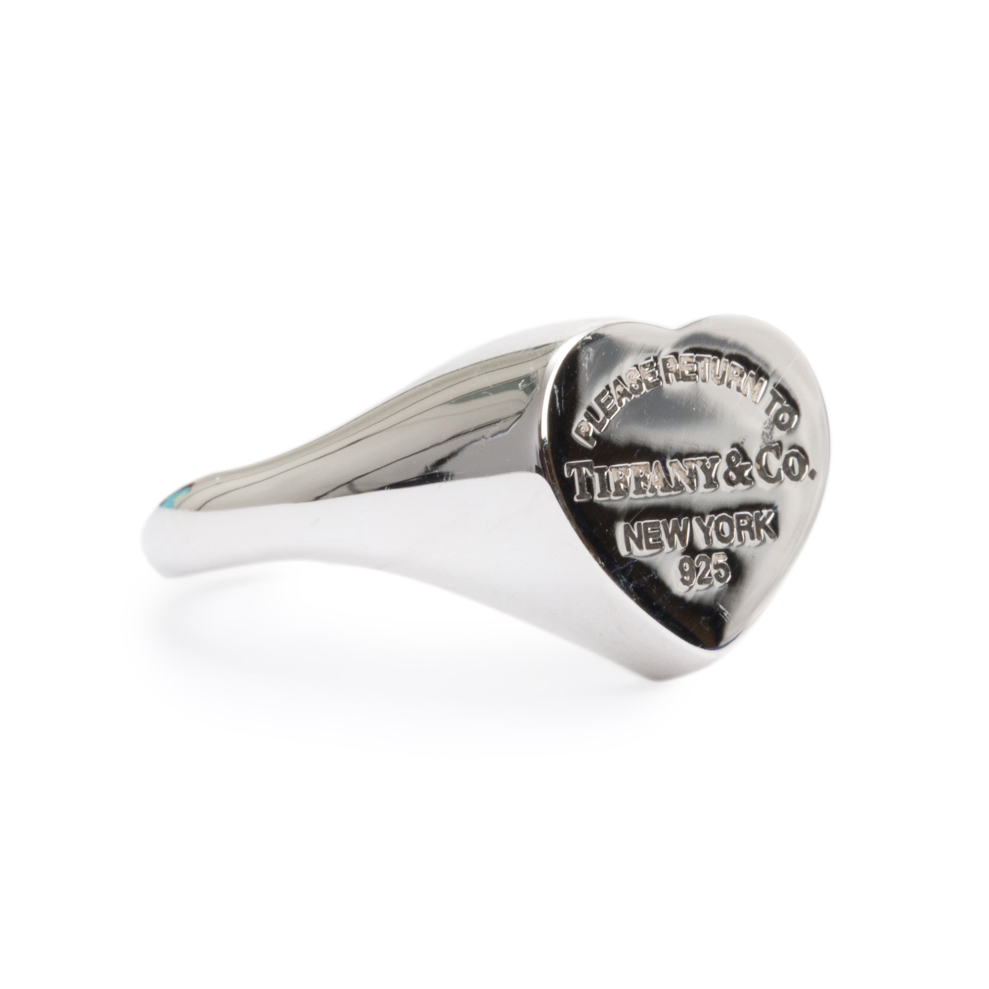 Tiffany & Co. Sterling Silver Return to Tiffany Heart Signet Ring, Size 5.75