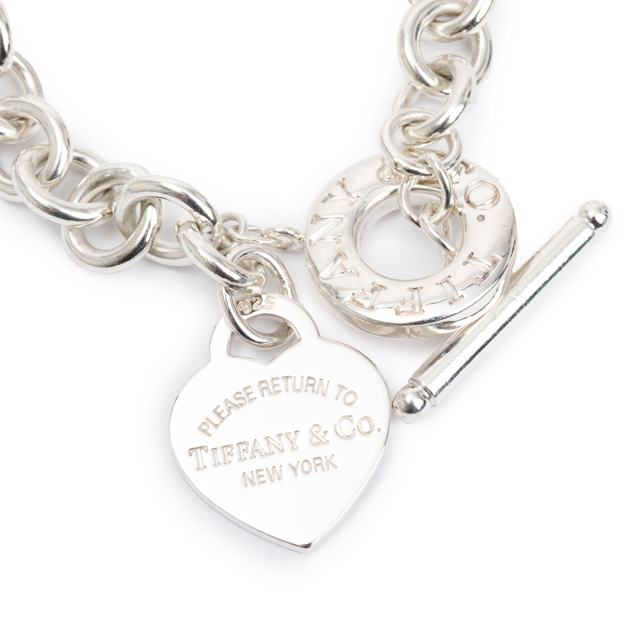 Tiffany & Co. Sterling Silver Return to Tiffany Heart Tag Charm Bracelet with Toggle Clasp