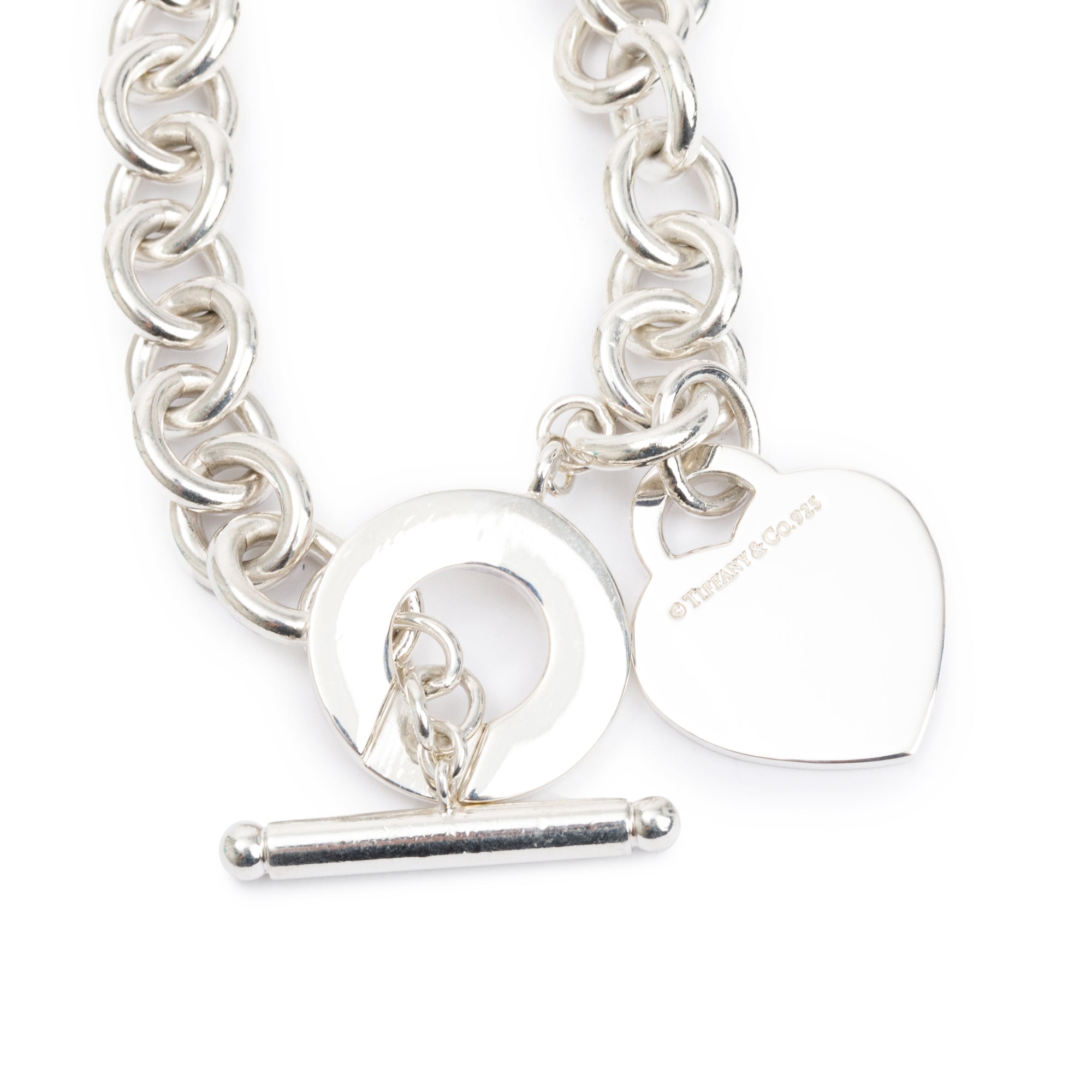 Tiffany & Co. Sterling Silver Return to Tiffany Heart Tag Charm Bracelet with Toggle Clasp