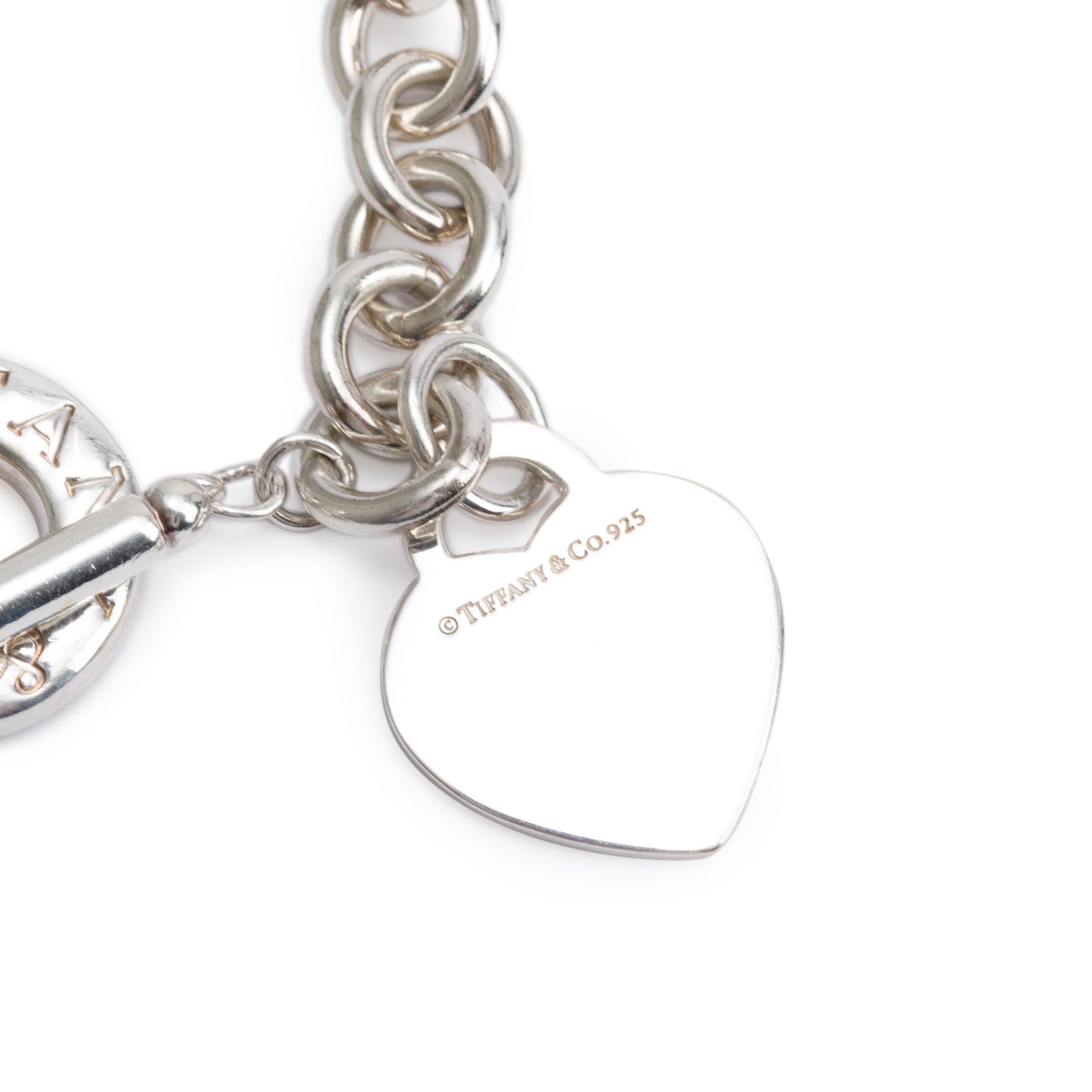 Tiffany & Co. Sterling Silver Return to Tiffany Heart Tag Charm Bracelet with Toggle Clasp