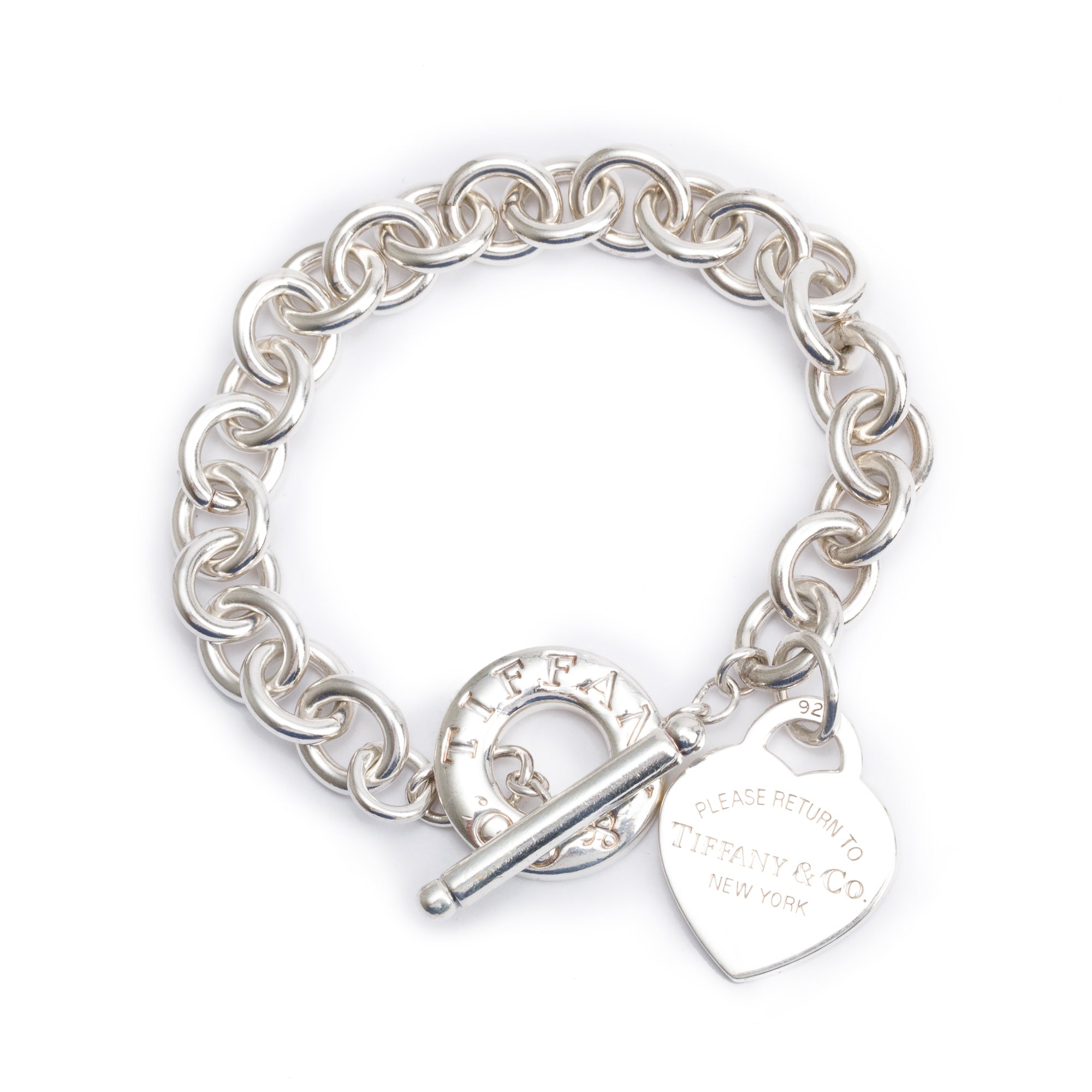 Tiffany & Co. Sterling Silver Return to Tiffany Heart Tag Charm Bracelet with Toggle Clasp