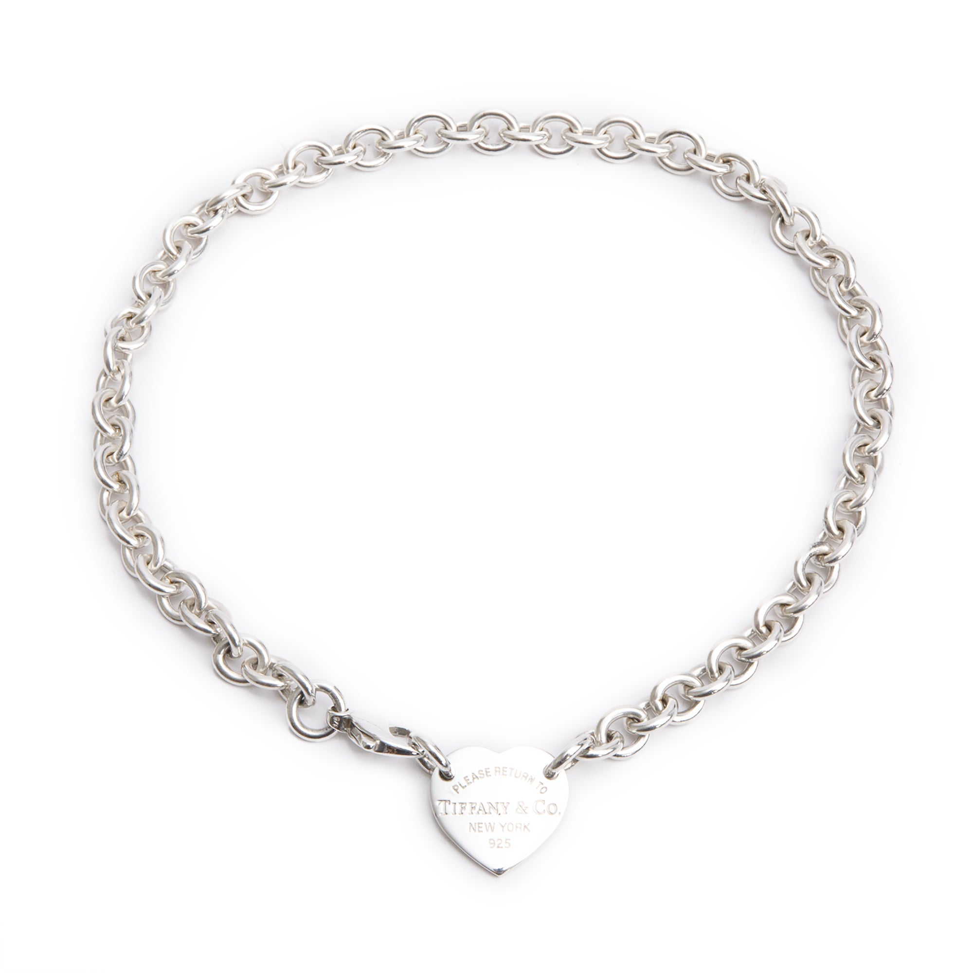 Tiffany & Co. Sterling Silver Return to Tiffany Heart Tag Choker Necklace