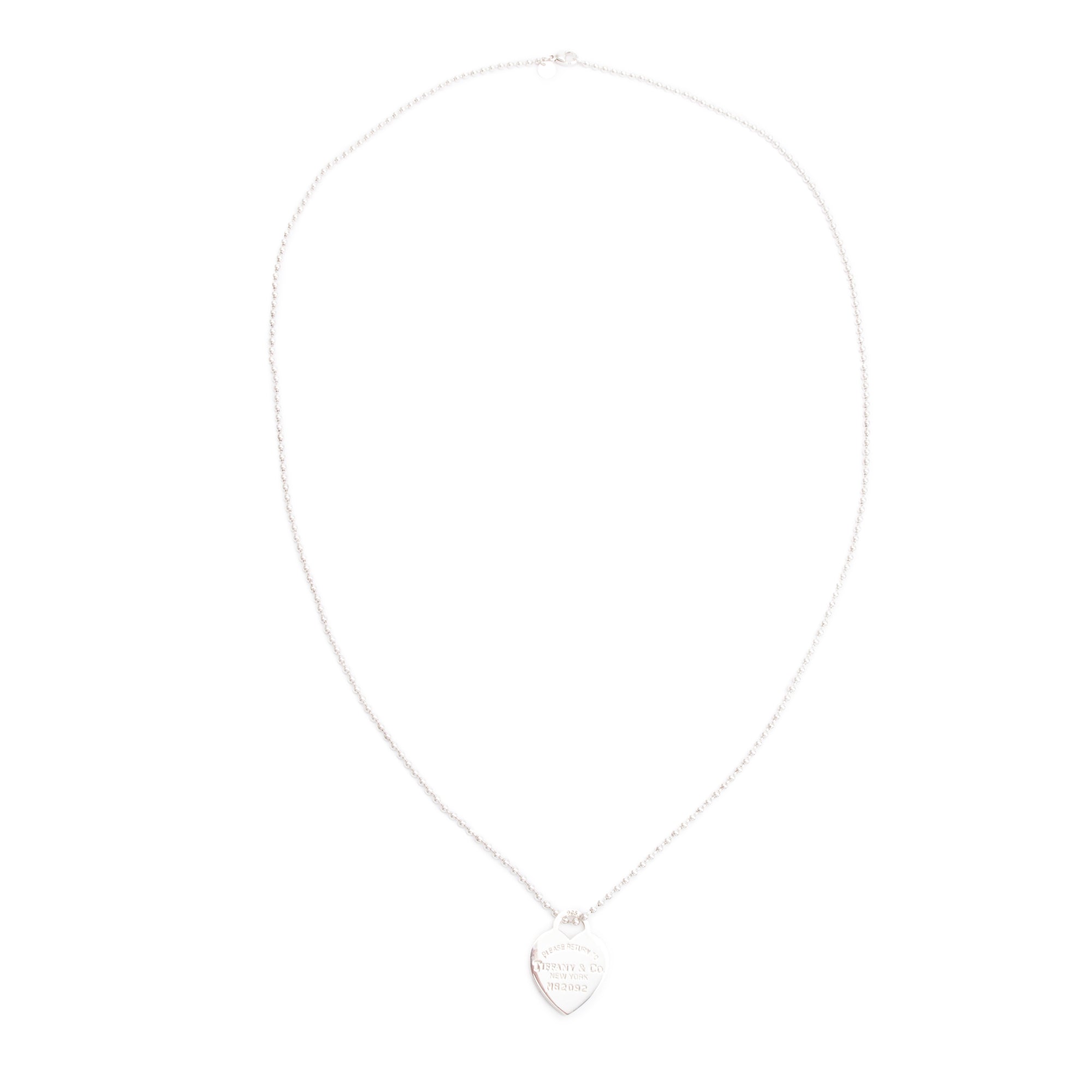 Tiffany & Co. Sterling Silver Return to Tiffany Large Heart Tag Pendant on Beaded Chain