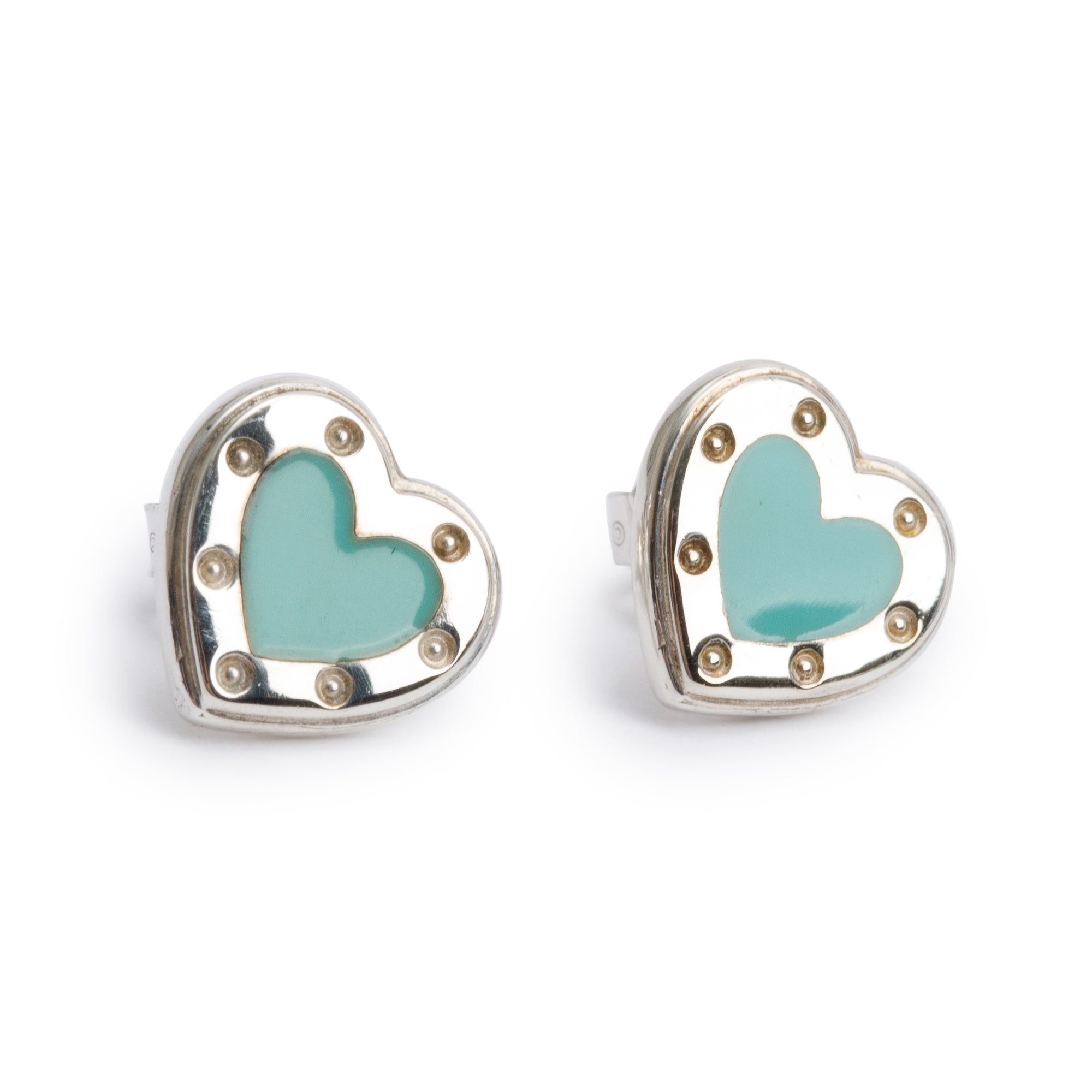 Tiffany & Co. Sterling Silver Return to Tiffany Love Tiffany Blue Heart Stud Earrings