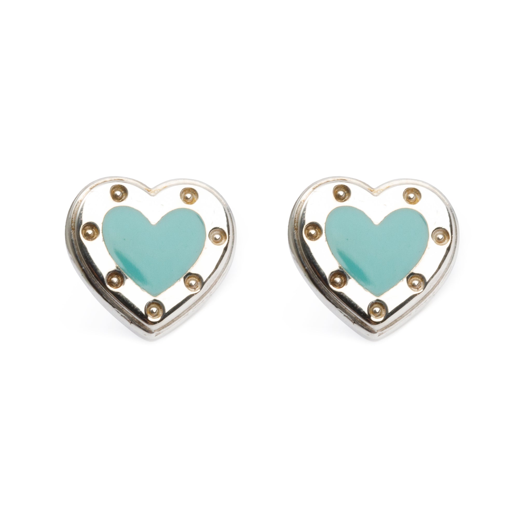 Tiffany & Co. Sterling Silver Return to Tiffany Love Tiffany Blue Heart Stud Earrings
