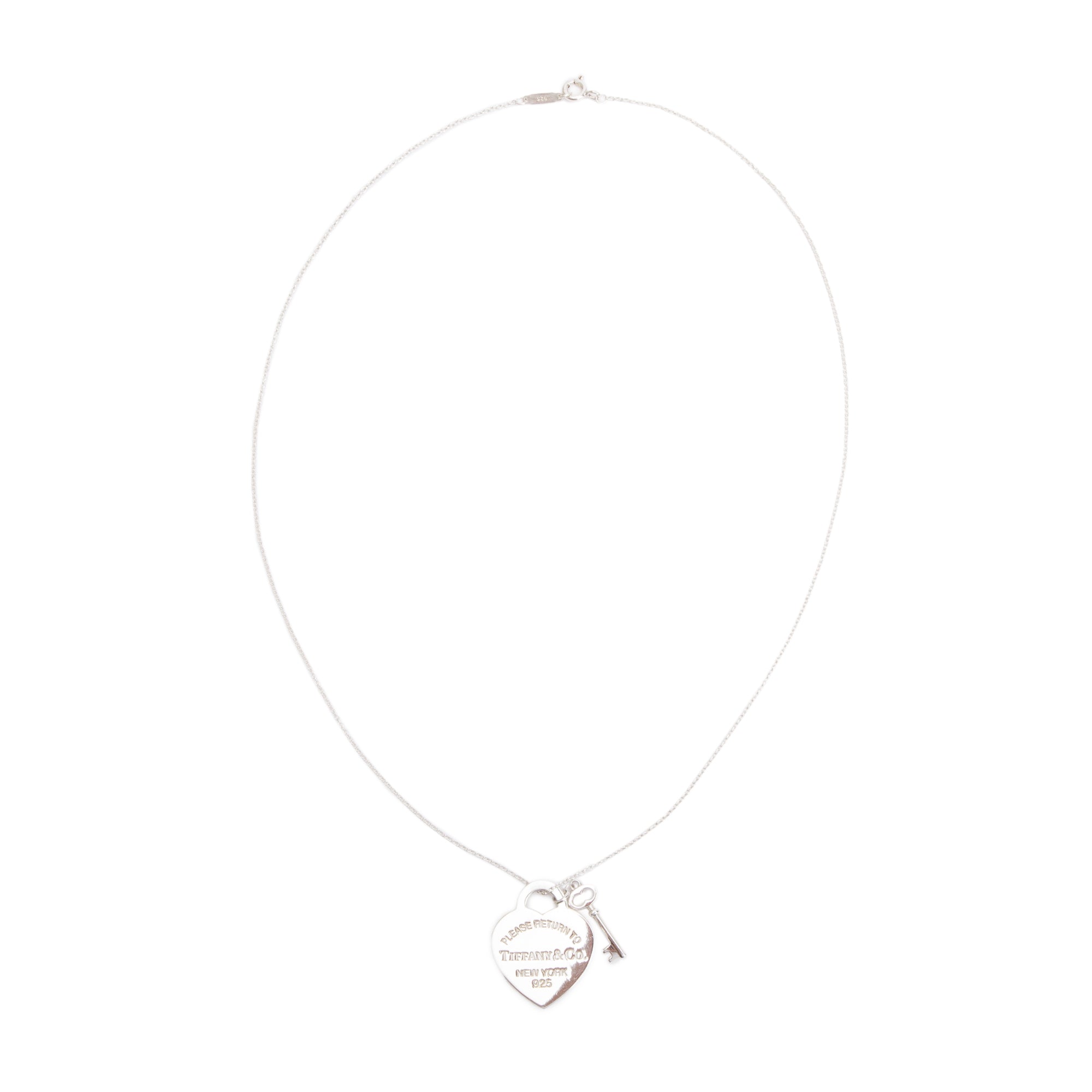 Tiffany & Co. Sterling Silver Return to Tiffany Medium Heart Tag & Key Pendant Necklace