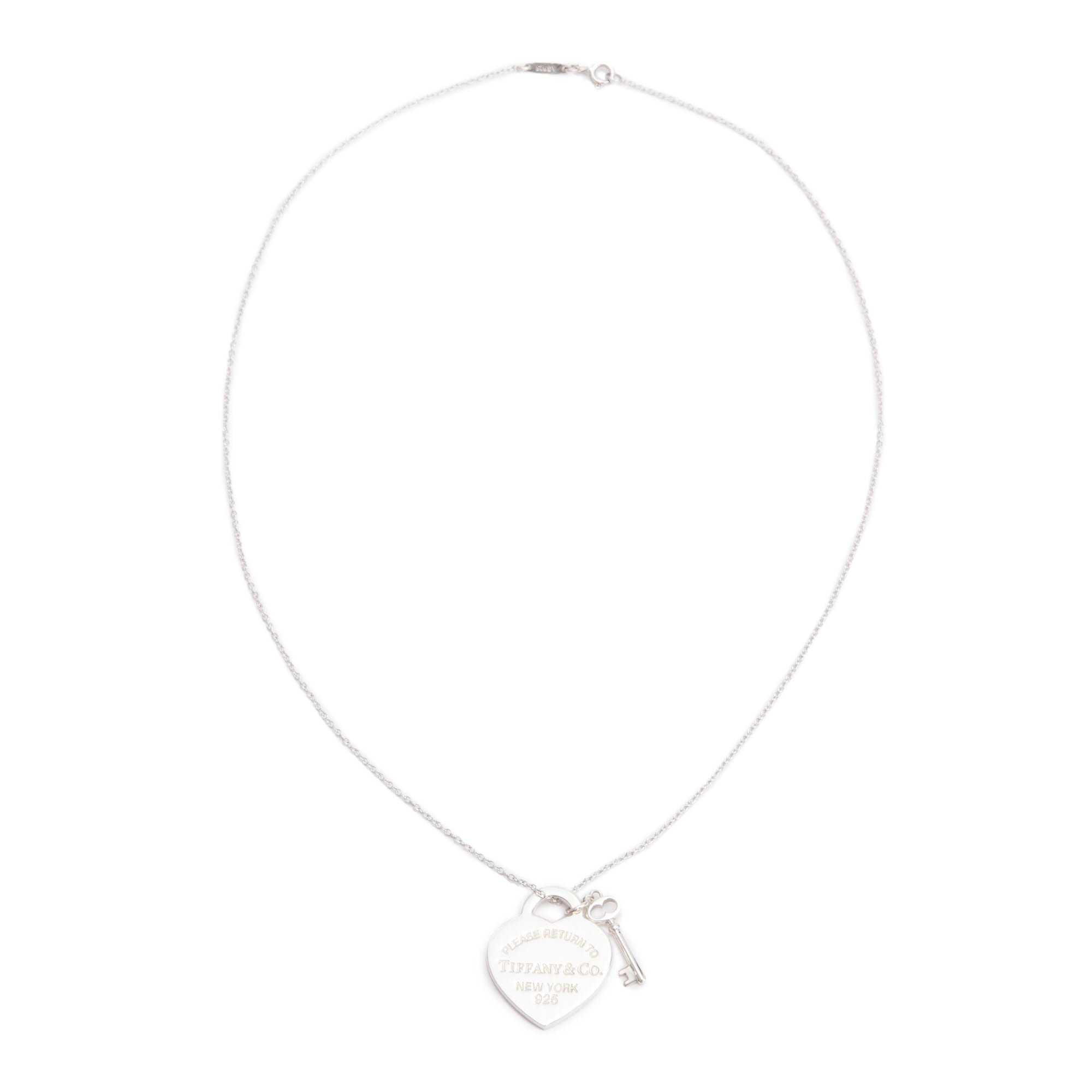 Tiffany & Co. Sterling Silver Return to Tiffany Medium Heart Tag & Key Pendant Necklace