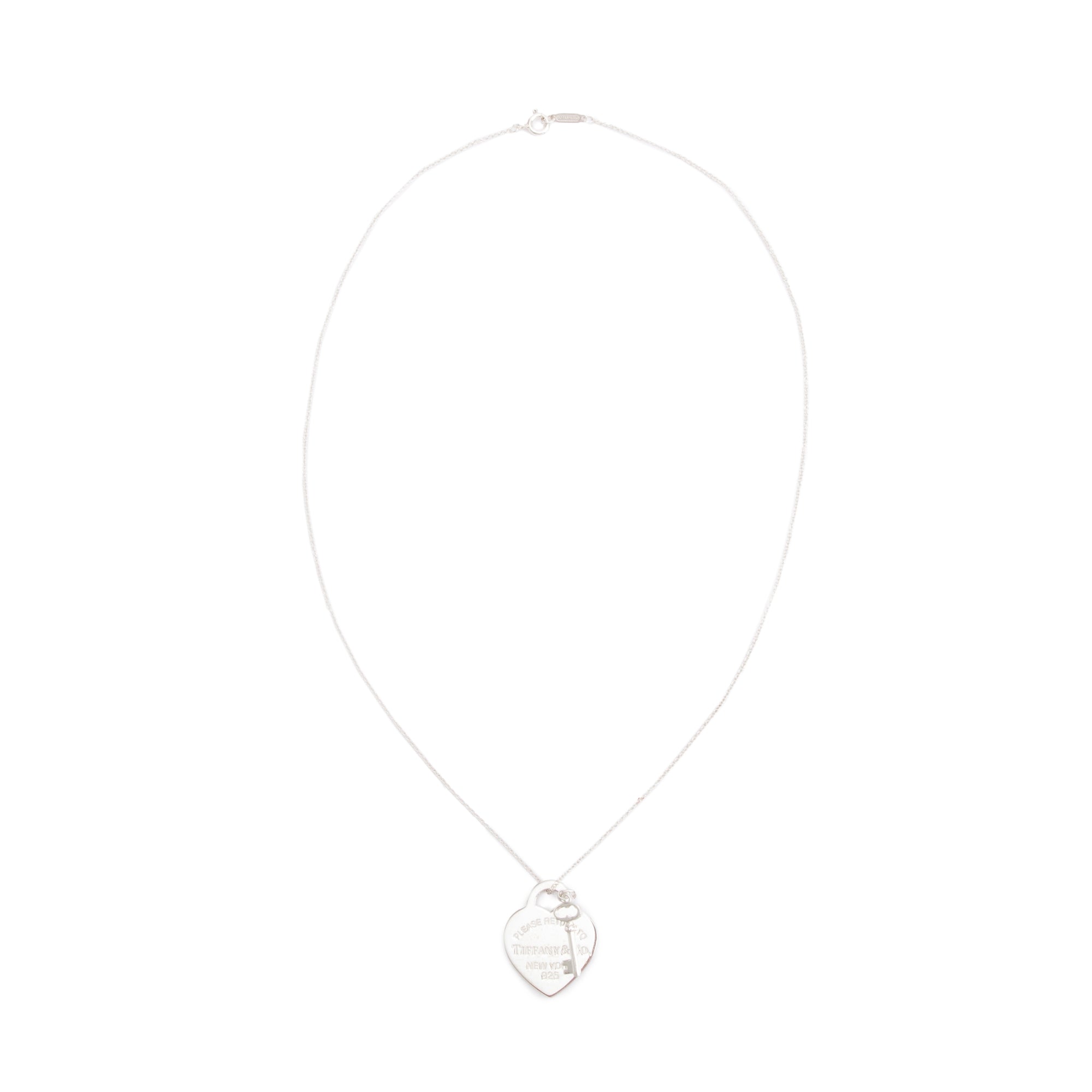 Tiffany & Co. Sterling Silver Return to Tiffany Medium Heart Tag & Key Pendant Necklace