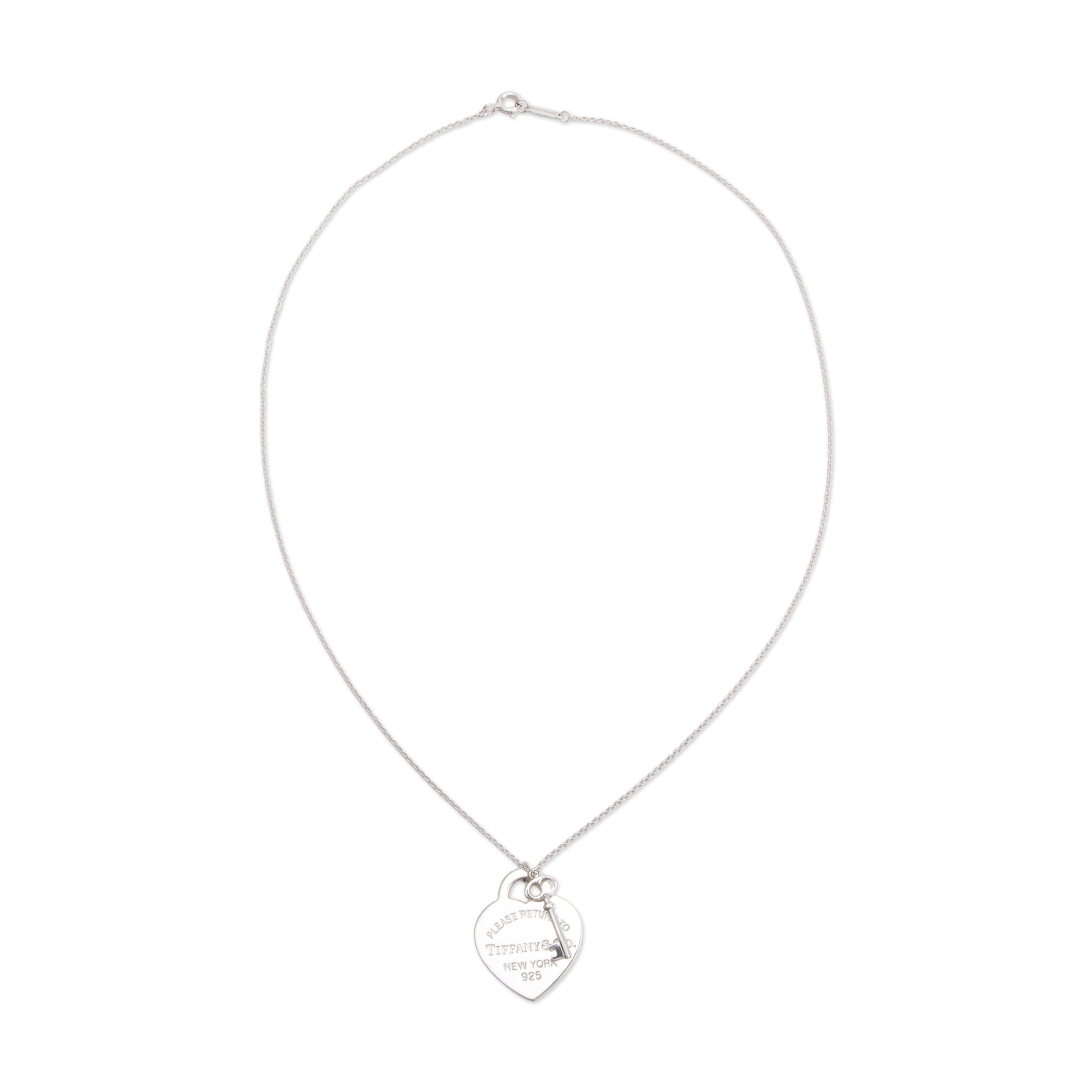 Tiffany & Co. Sterling Silver Return to Tiffany Medium Heart Tag & Key Pendant Necklace