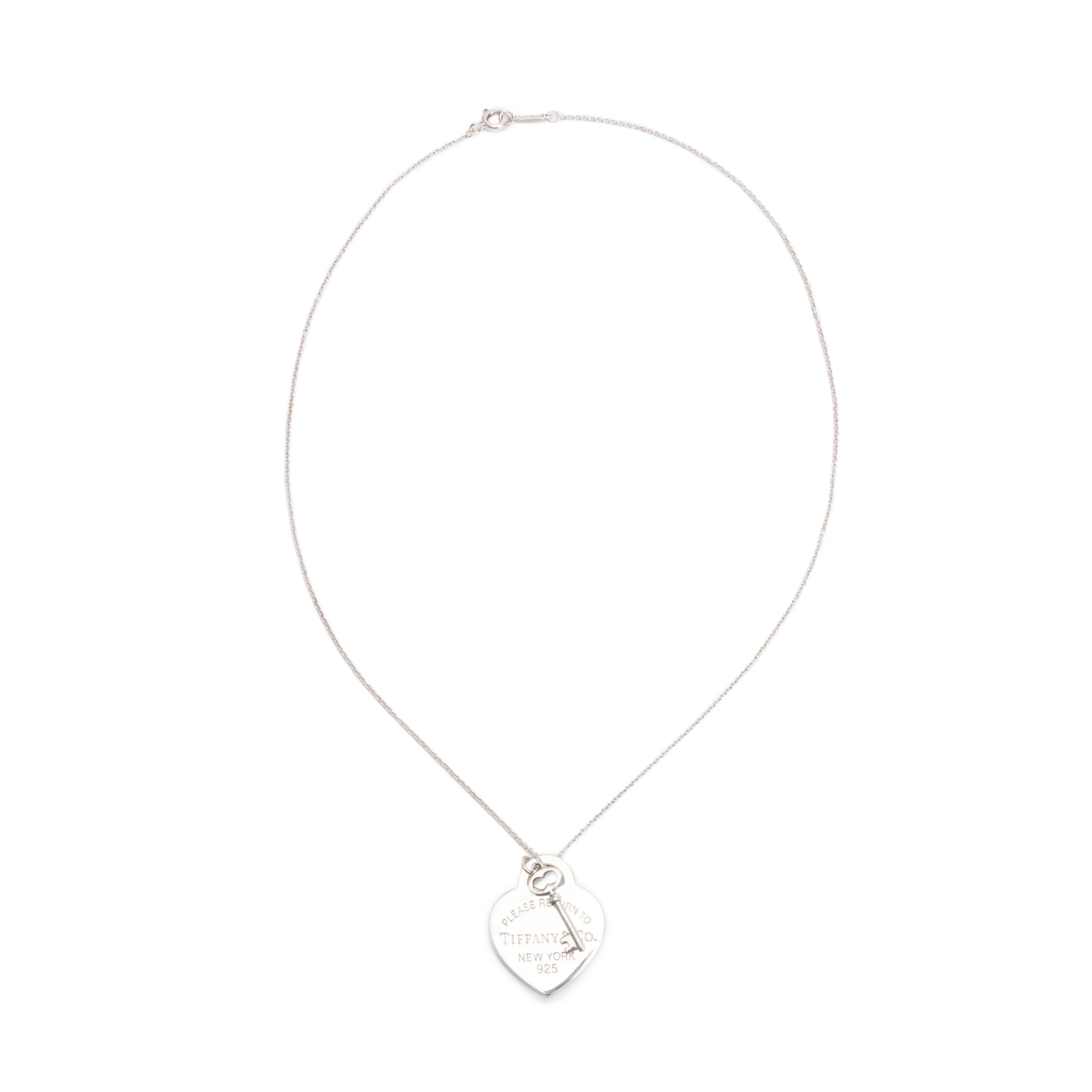 Tiffany & Co. Sterling Silver Return to Tiffany Medium Heart Tag & Key Pendant Necklace