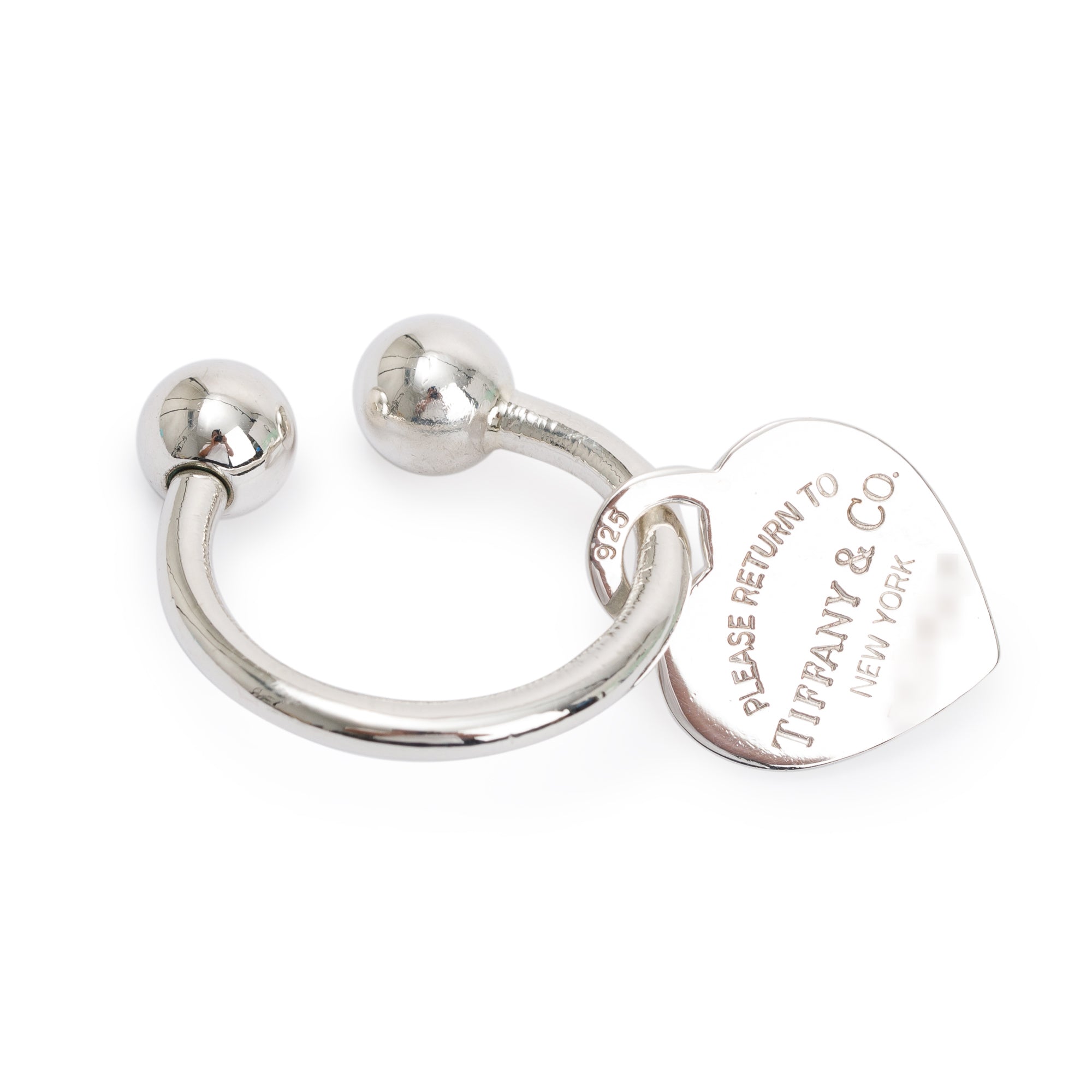 Tiffany & Co. Sterling Silver Return to Tiffany Medium Heart Tag Key Ring w/ Box