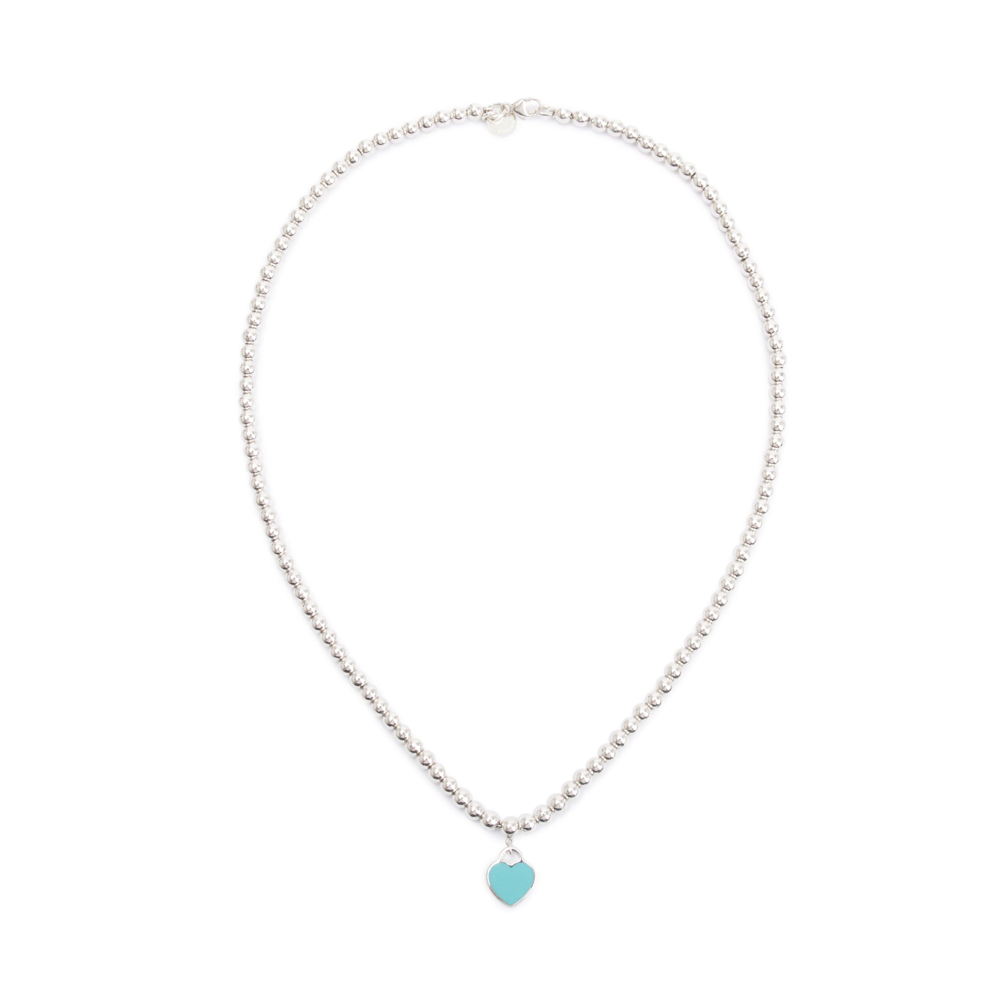 Tiffany & Co. Sterling Silver Return to Tiffany Mini Heart Tag 4MM Bead Necklace