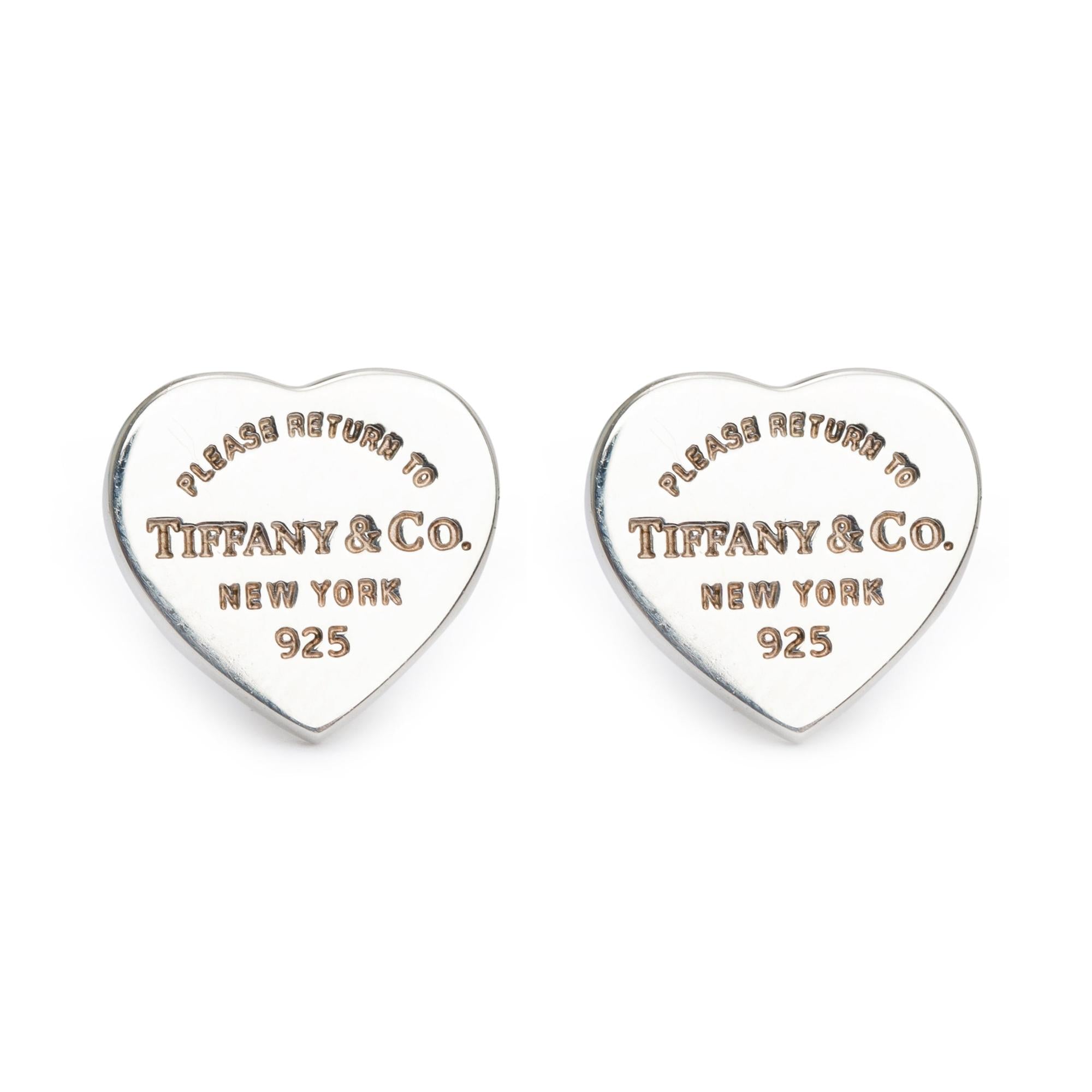 Tiffany & Co. Sterling Silver Return to Tiffany Mini Heart Tag Stud Earrings